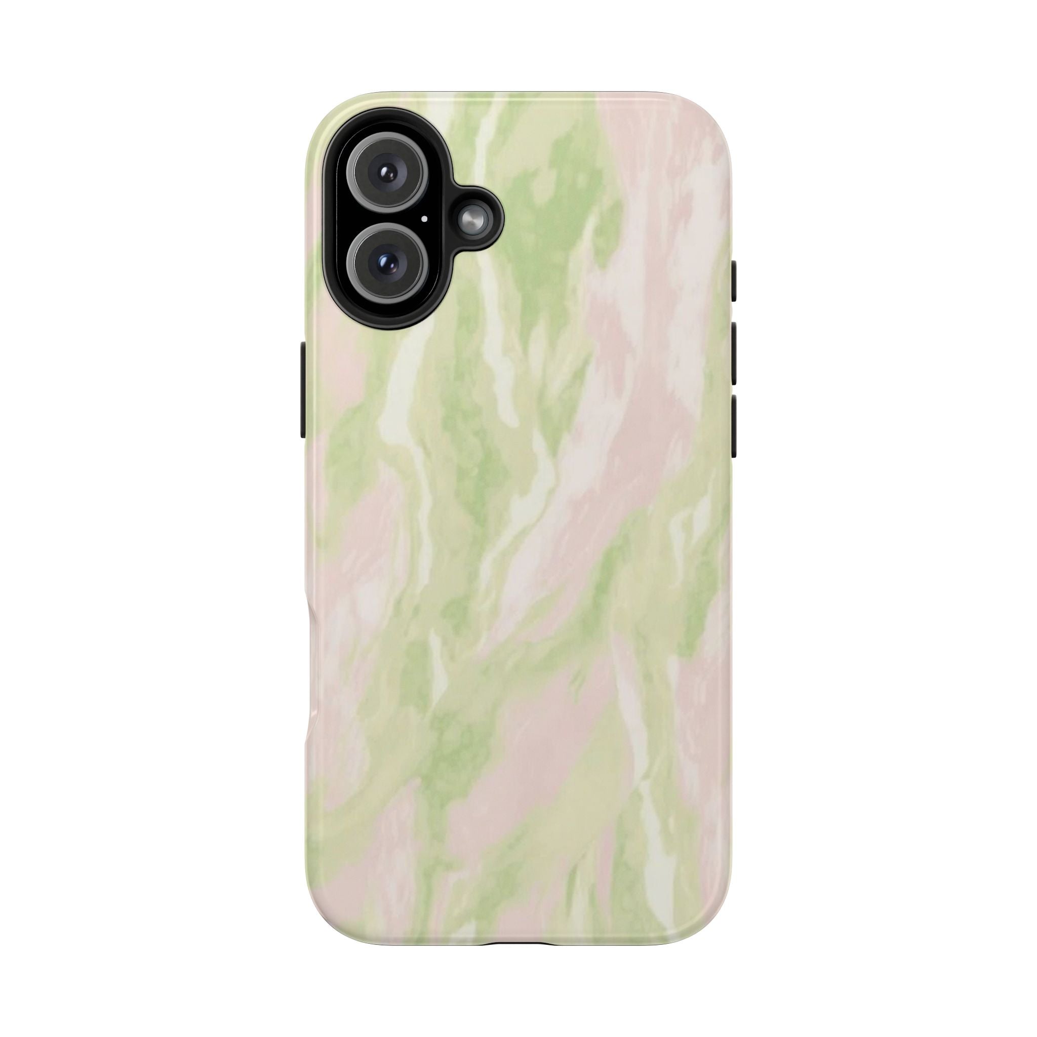 Pastel Marble Tough Phone Case — Pink & Sage Protective Phone Cover