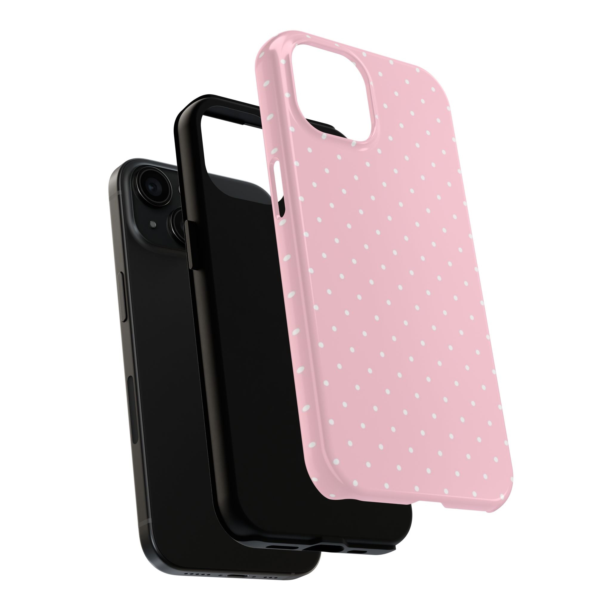 Pink Polka Dot Tough Phone Case — Slim Shockproof Protective Cover