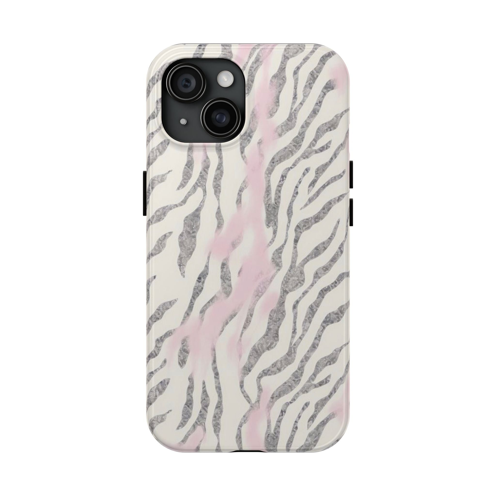 Zebra Blush Tough Phone Case — Pink Marble Animal Print Protective Cover