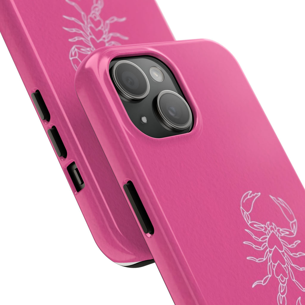 Pink Scorpion Tough Phone Case — Protective iPhone Case with White Scorpion Design