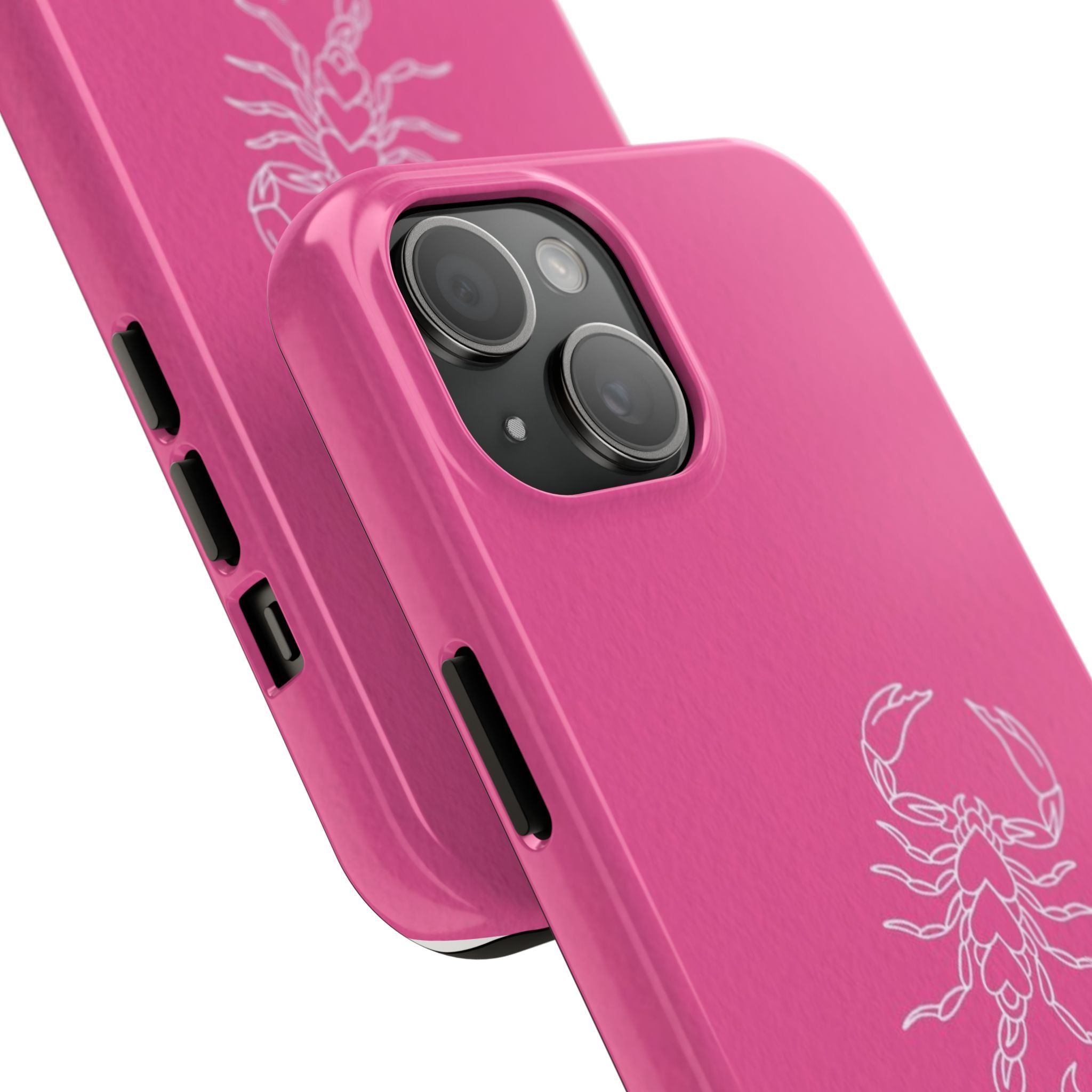 Pink Scorpion Tough Phone Case — Protective iPhone Case with White Scorpion Design