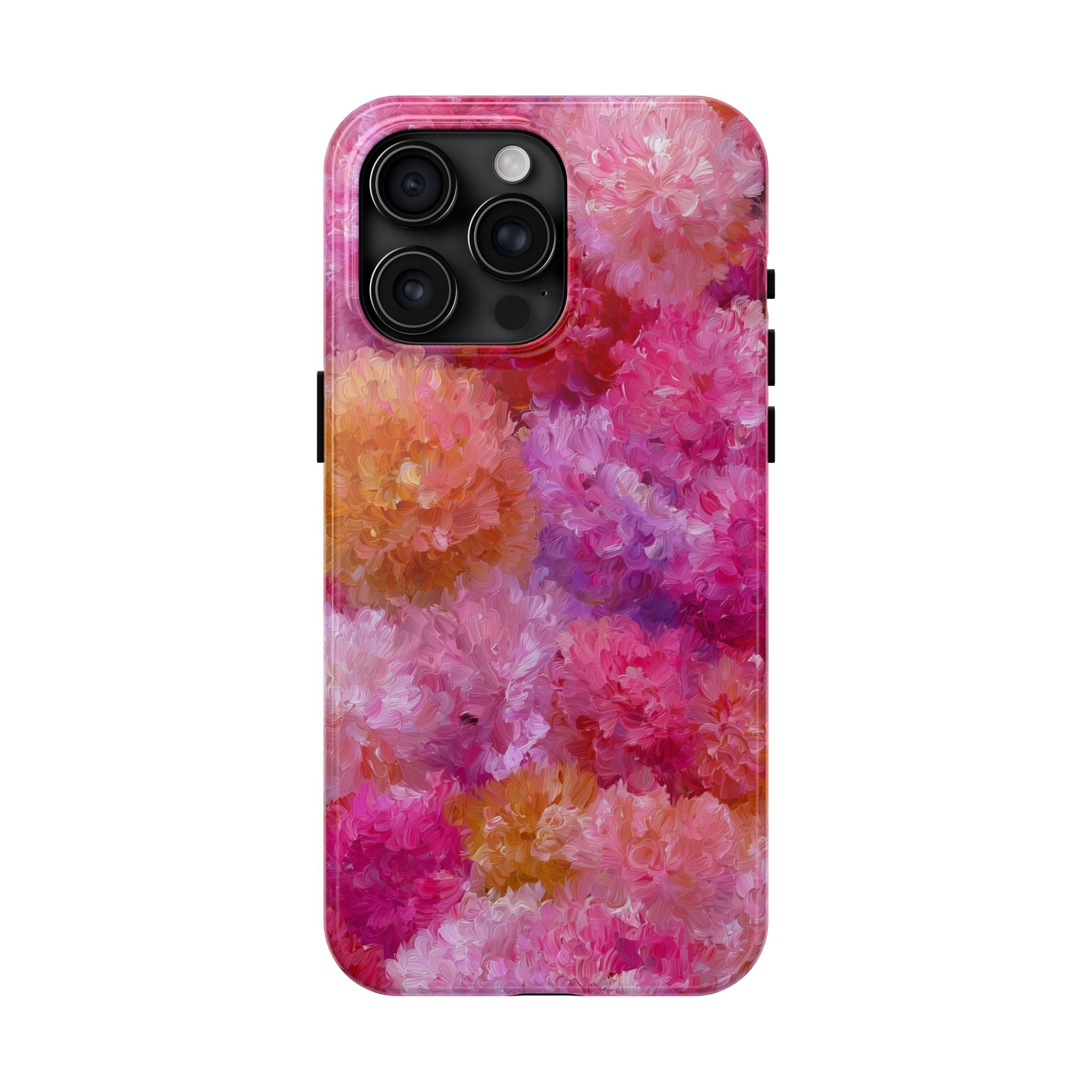 Floral Burst Tough Phone Case — Pink Watercolor Peony Protective Cover