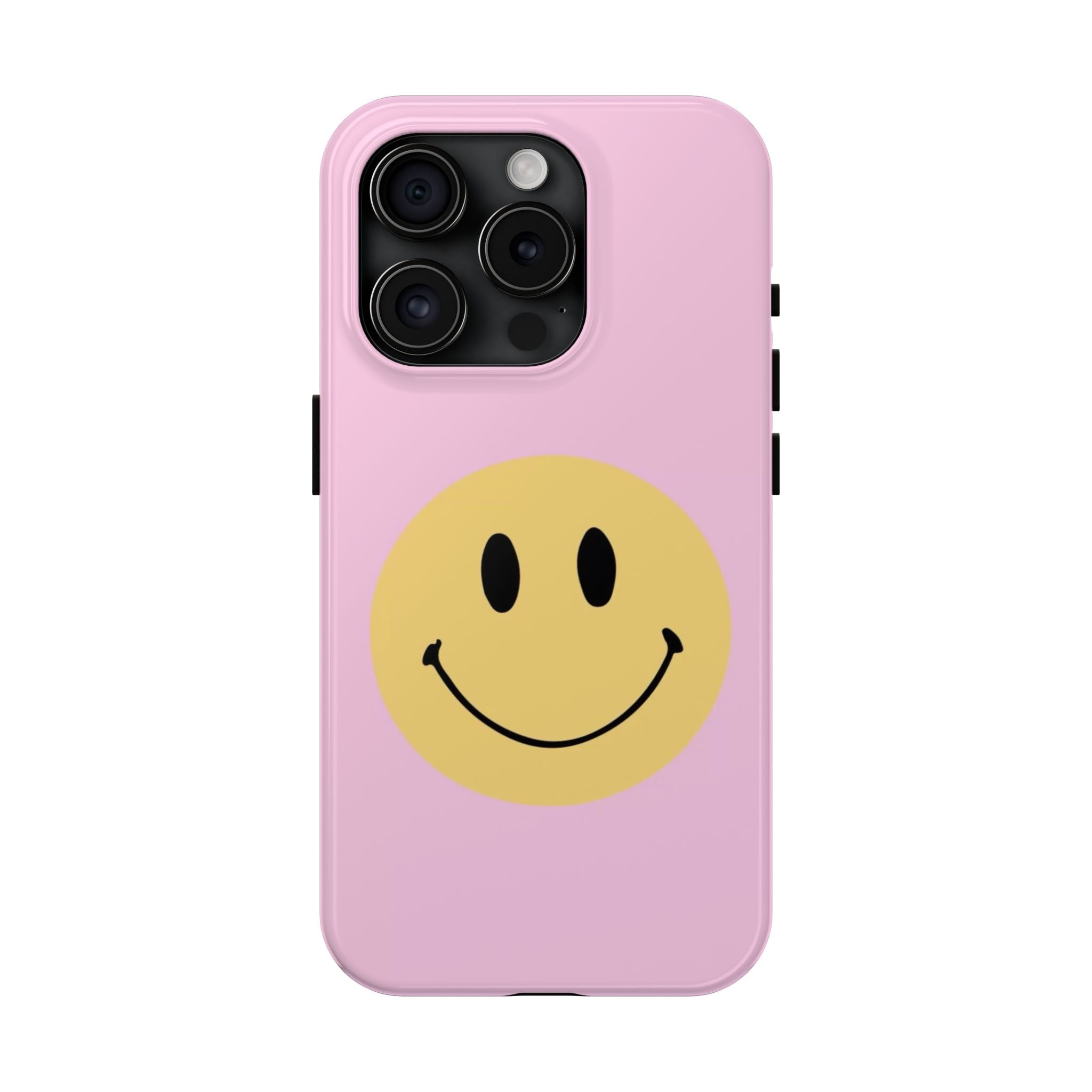 Smiley Pink Tough Phone Case — Cute Retro Happy Face Protective Cover