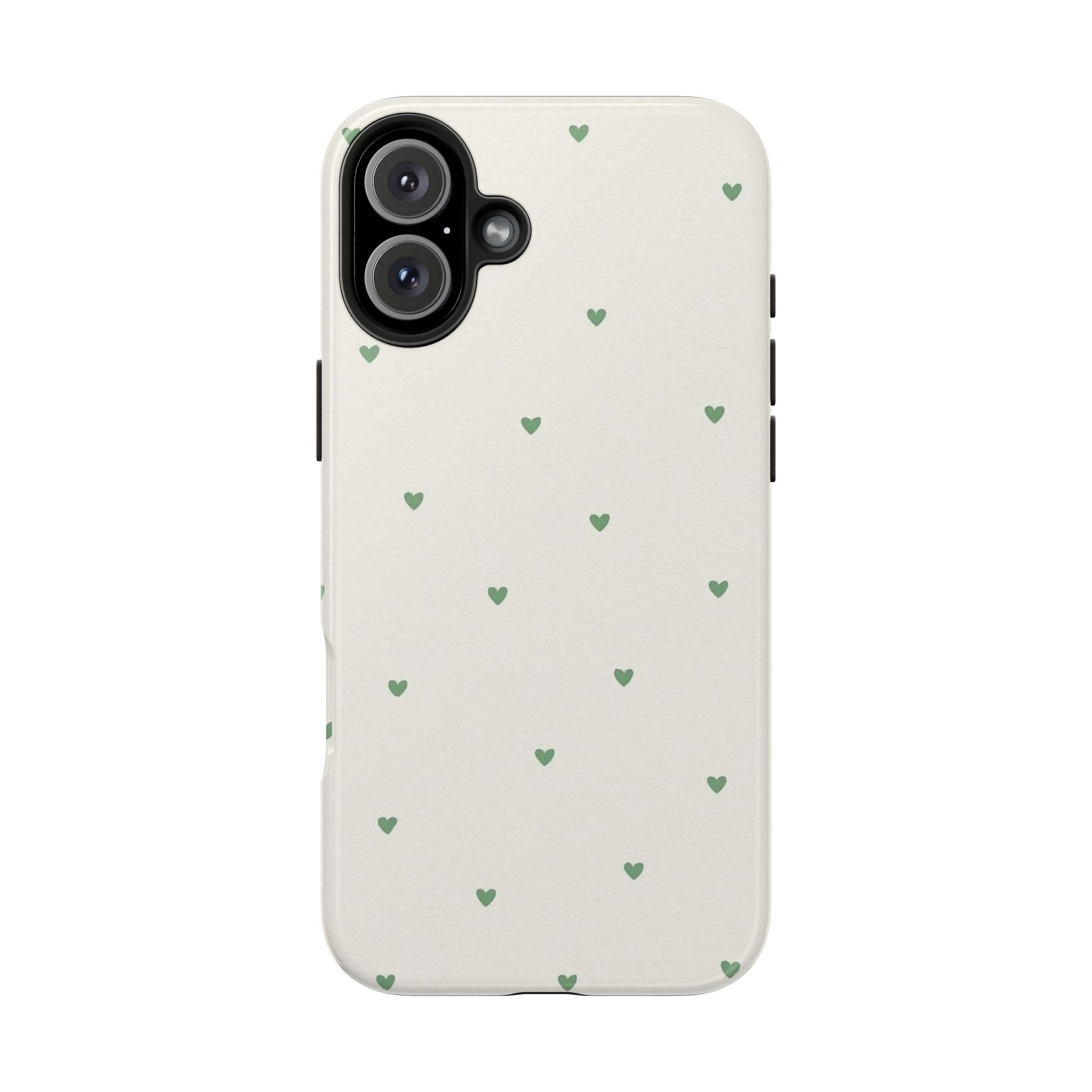 Minimal Green Heart Tough Phone Case — Protective Cute Patterned iPhone Case