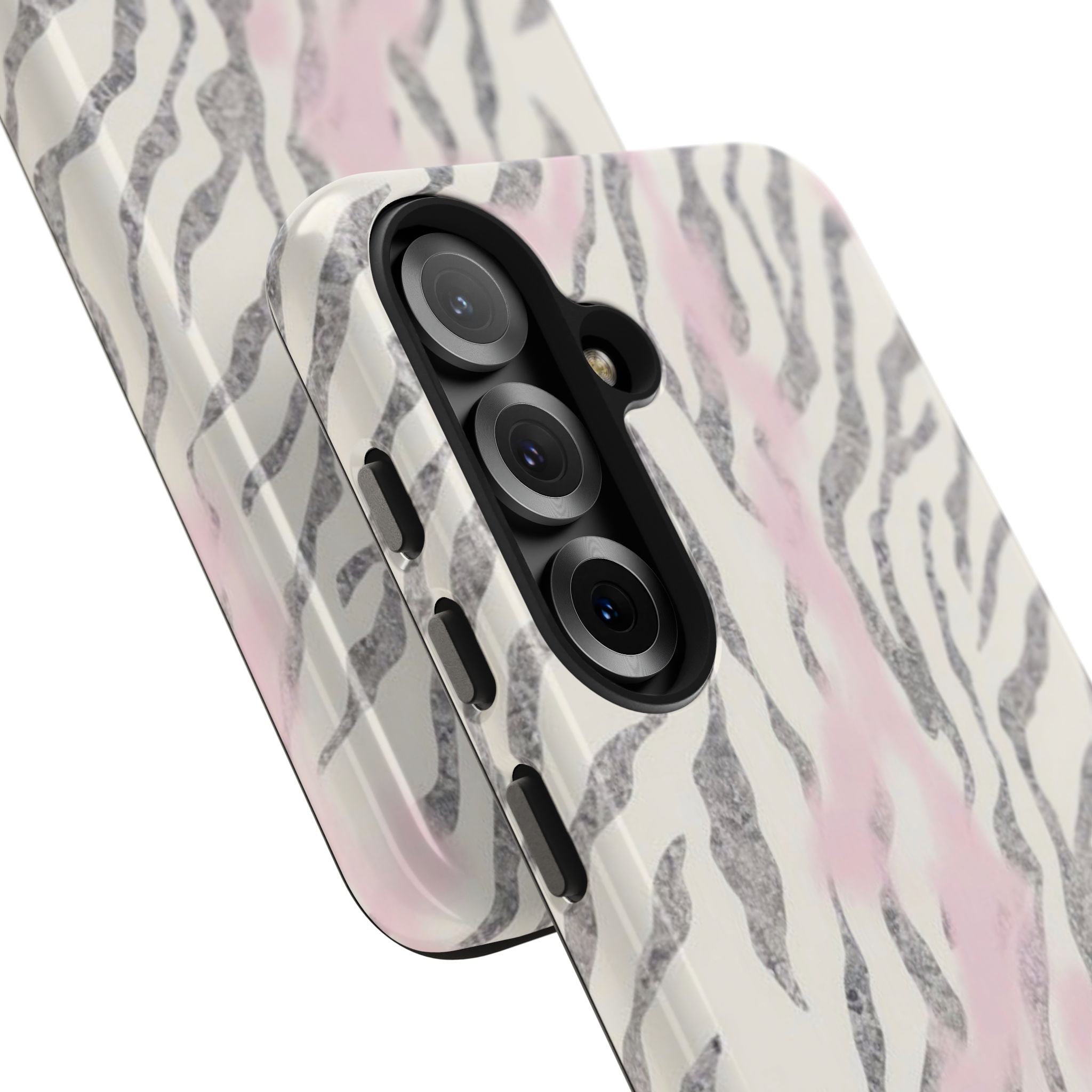 Zebra Blush Tough Phone Case — Pink Marble Animal Print Protective Cover