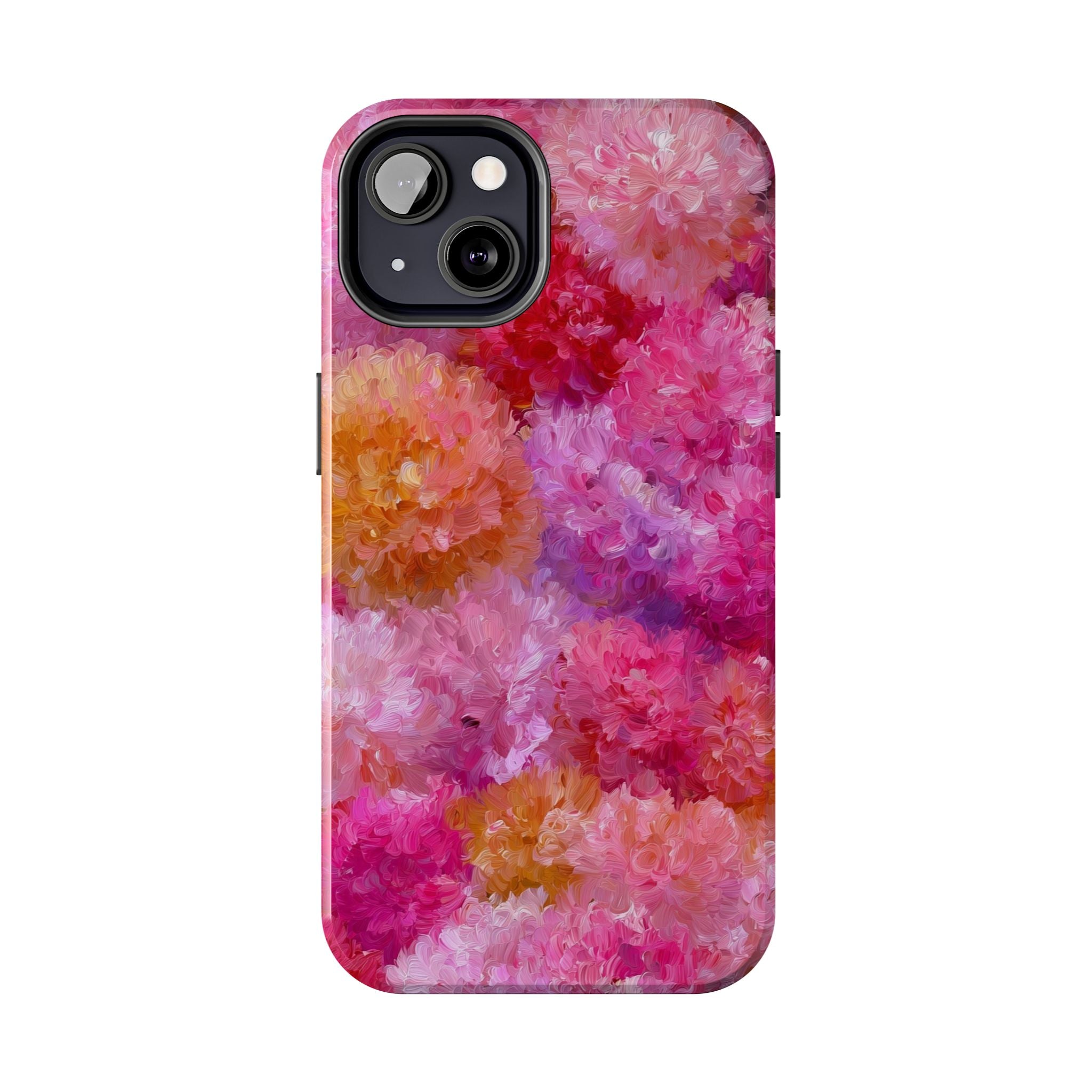 Floral Burst Tough Phone Case — Pink Watercolor Peony Protective Cover