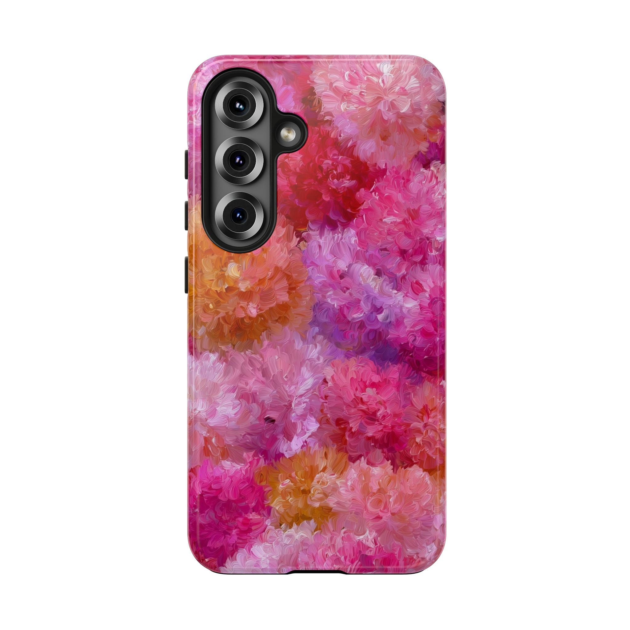 Floral Burst Tough Phone Case — Pink Watercolor Peony Protective Cover