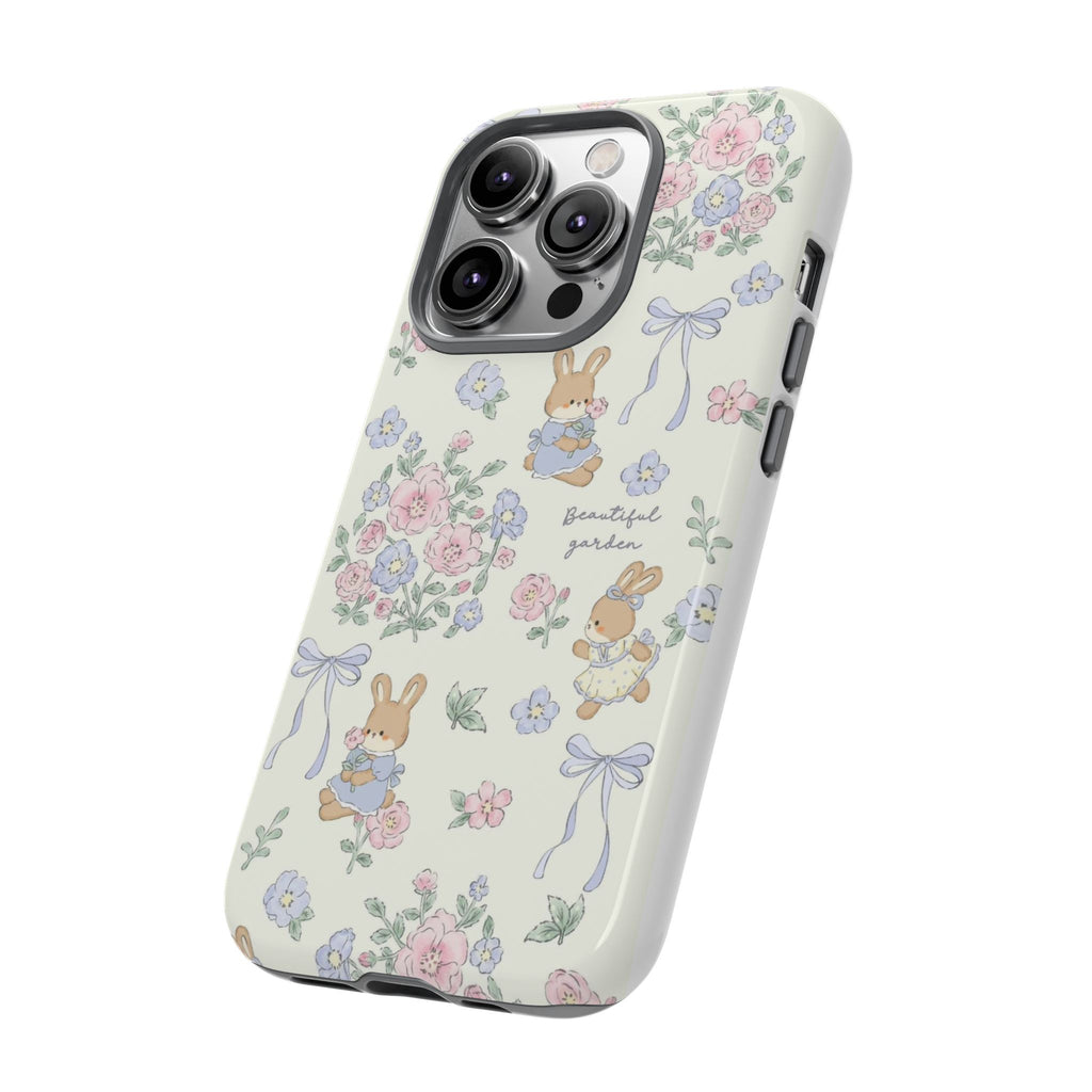 Floral Bunny Phone Case — "Beautiful Garden" Protective iPhone Cover