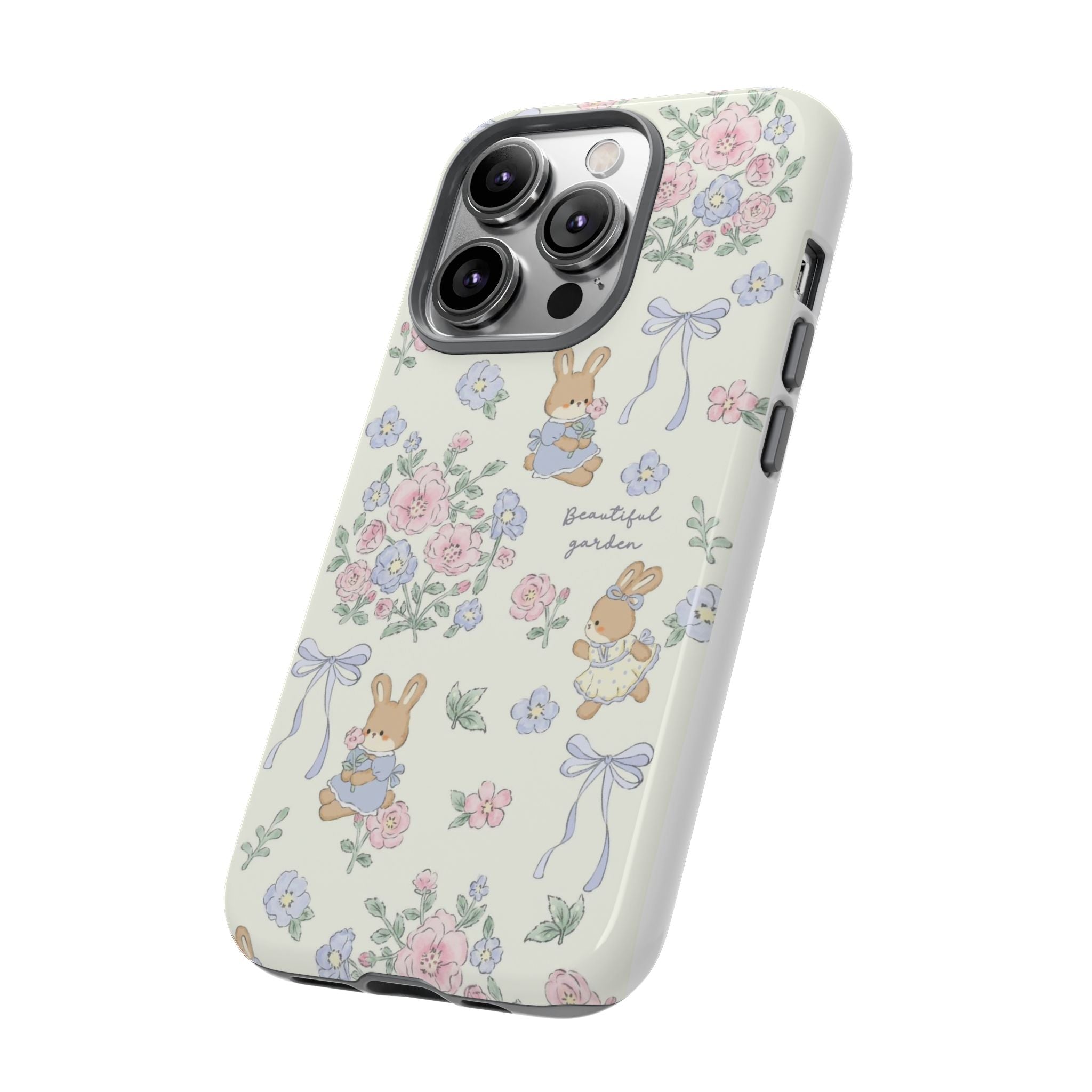 Floral Bunny Phone Case — "Beautiful Garden" Protective iPhone Cover