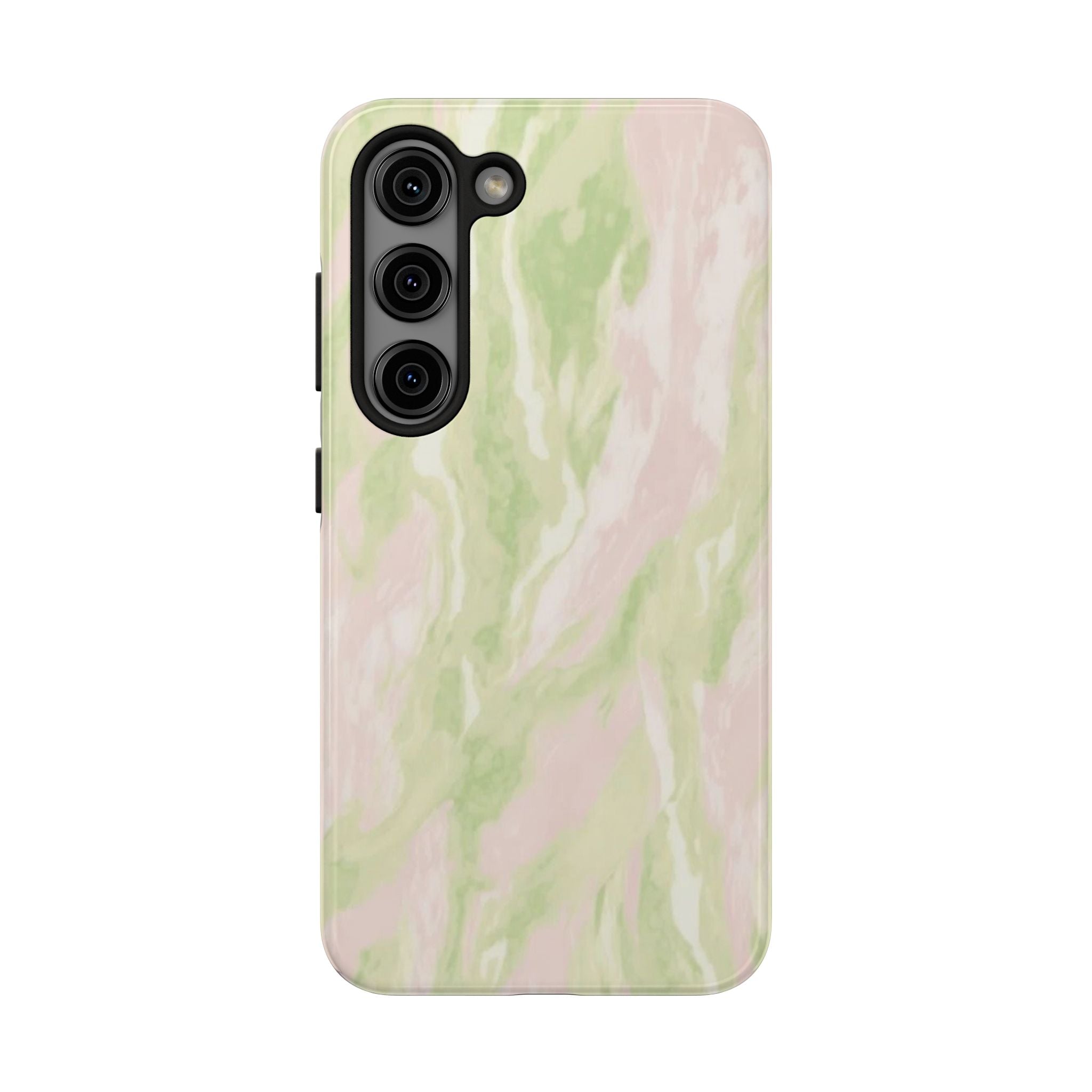 Pastel Marble Tough Phone Case — Pink & Sage Protective Phone Cover