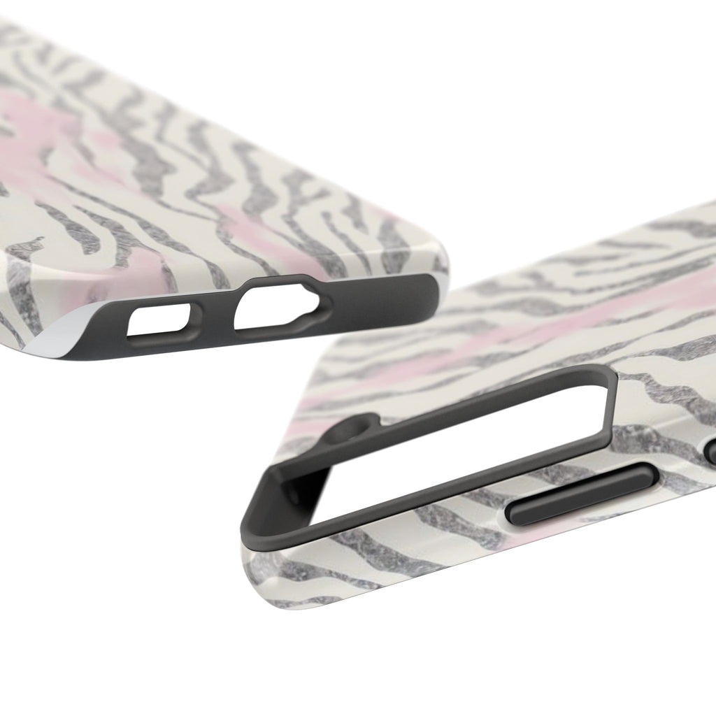 Zebra Blush Tough Phone Case — Pink Marble Animal Print Protective Cover