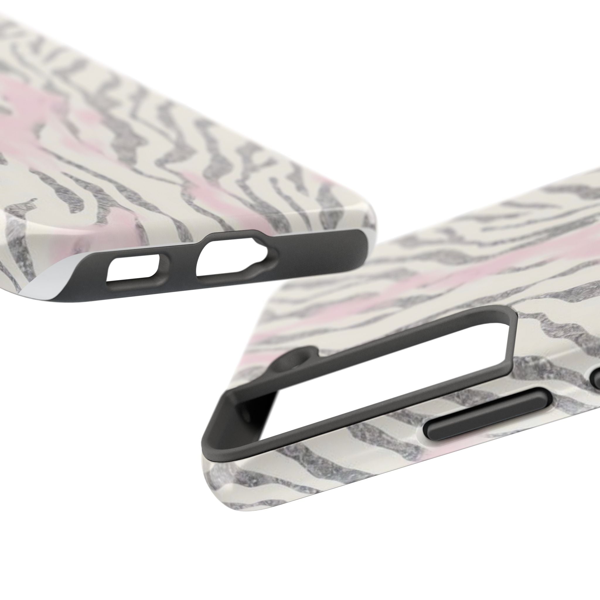 Zebra Blush Tough Phone Case — Pink Marble Animal Print Protective Cover