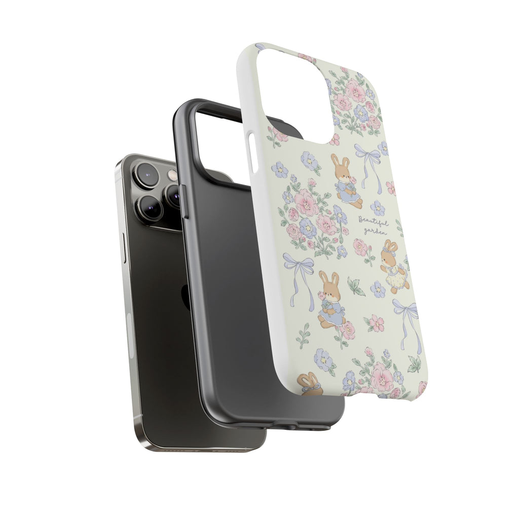 Floral Bunny Phone Case — "Beautiful Garden" Protective iPhone Cover