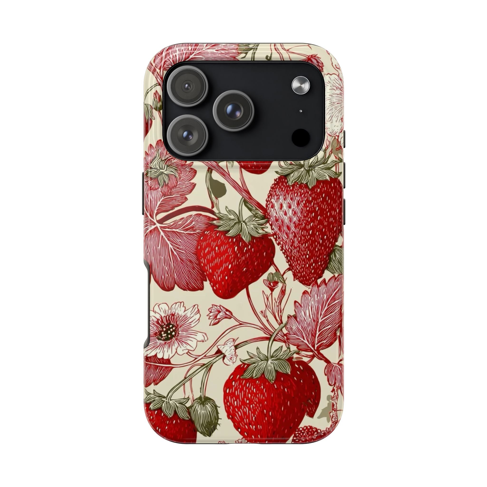 Strawberry Vintage Tough Phone Case — Protective Floral iPhone Cover