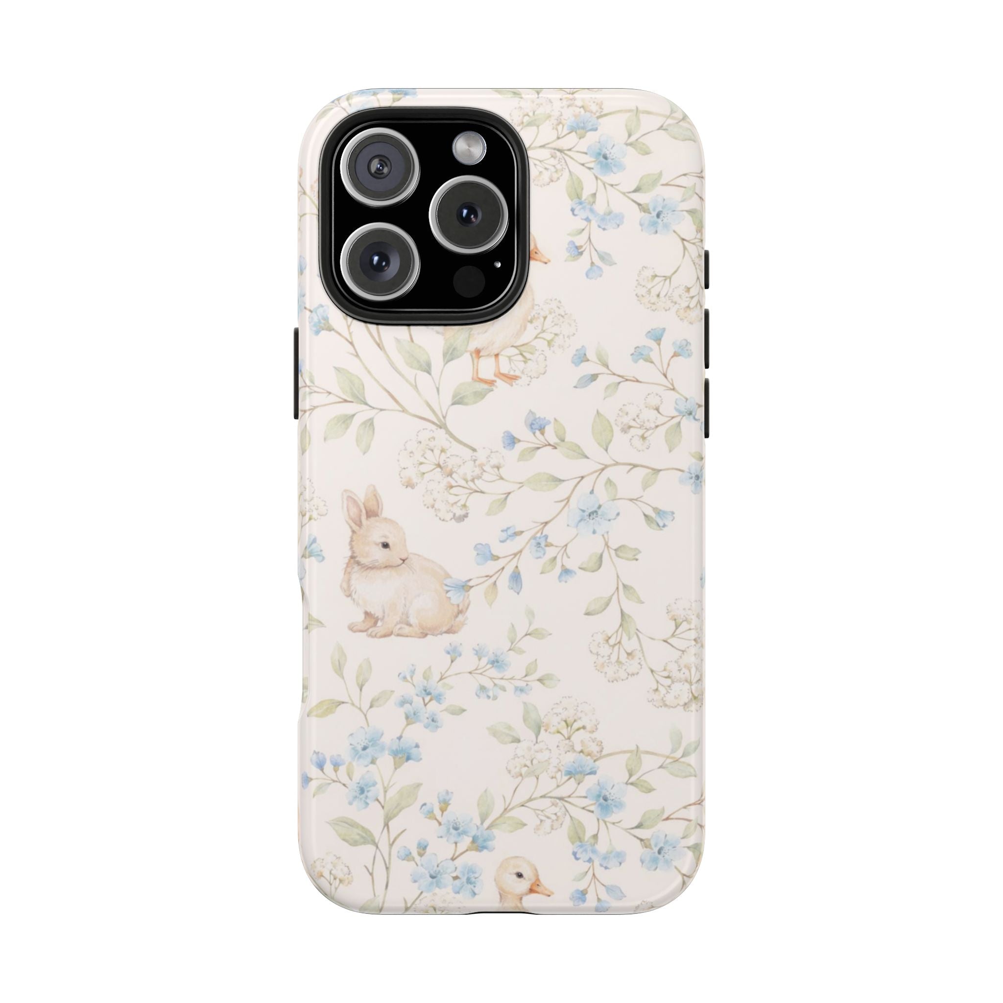 Floral Bunny Tough Phone Case — Pastel Spring Rabbit Protective Cover