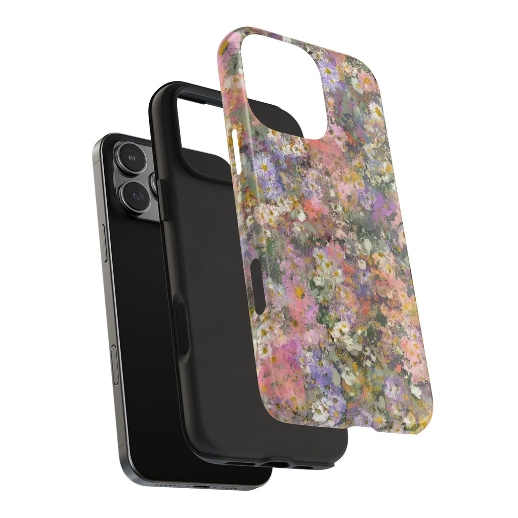 Floral Impression Tough Phone Case — Pastel Meadow Protective Cover