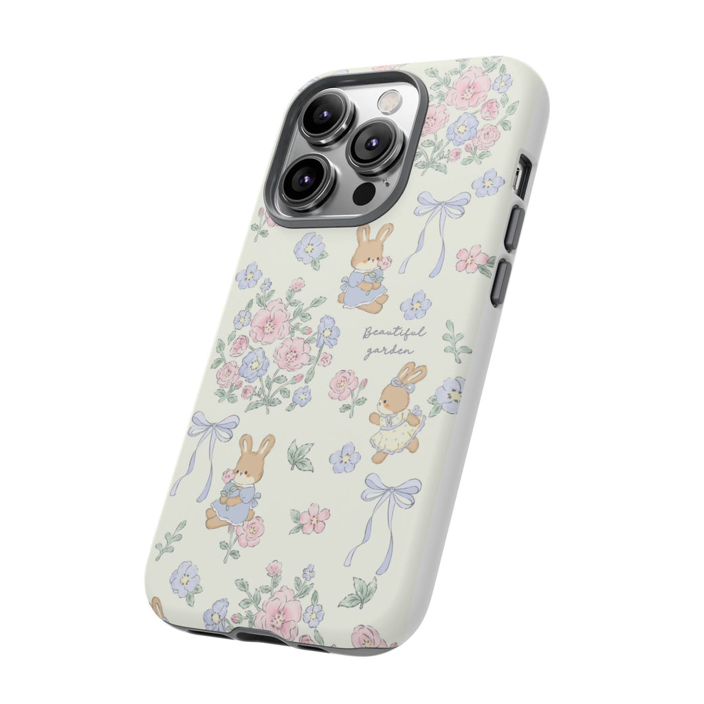 Floral Bunny Phone Case — "Beautiful Garden" Protective iPhone Cover