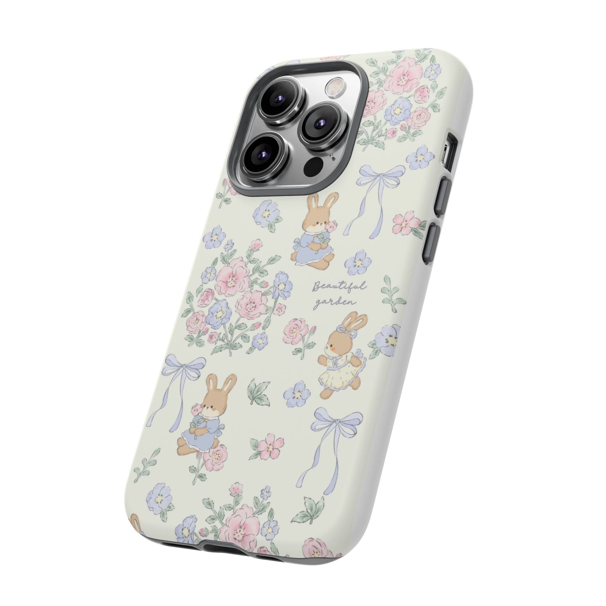 Floral Bunny Phone Case — "Beautiful Garden" Protective iPhone Cover