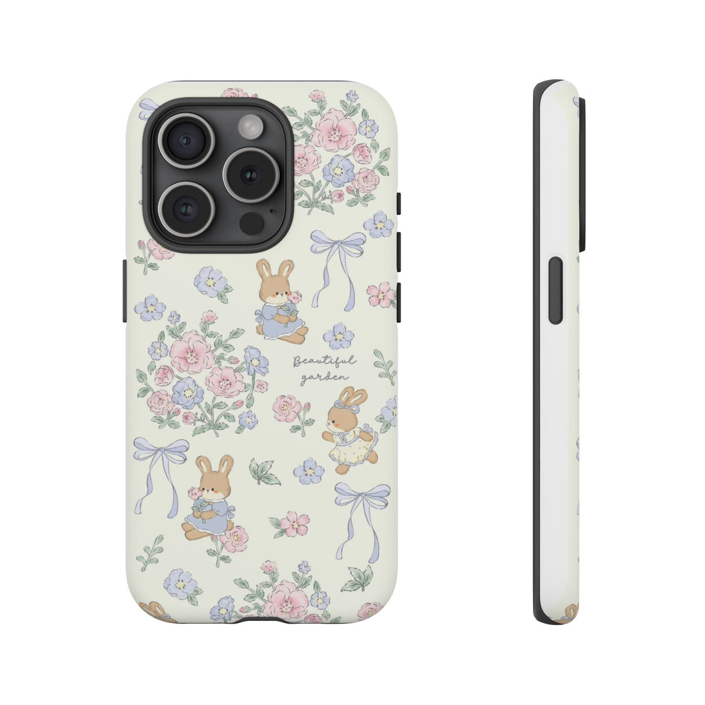 Floral Bunny Phone Case — "Beautiful Garden" Protective iPhone Cover