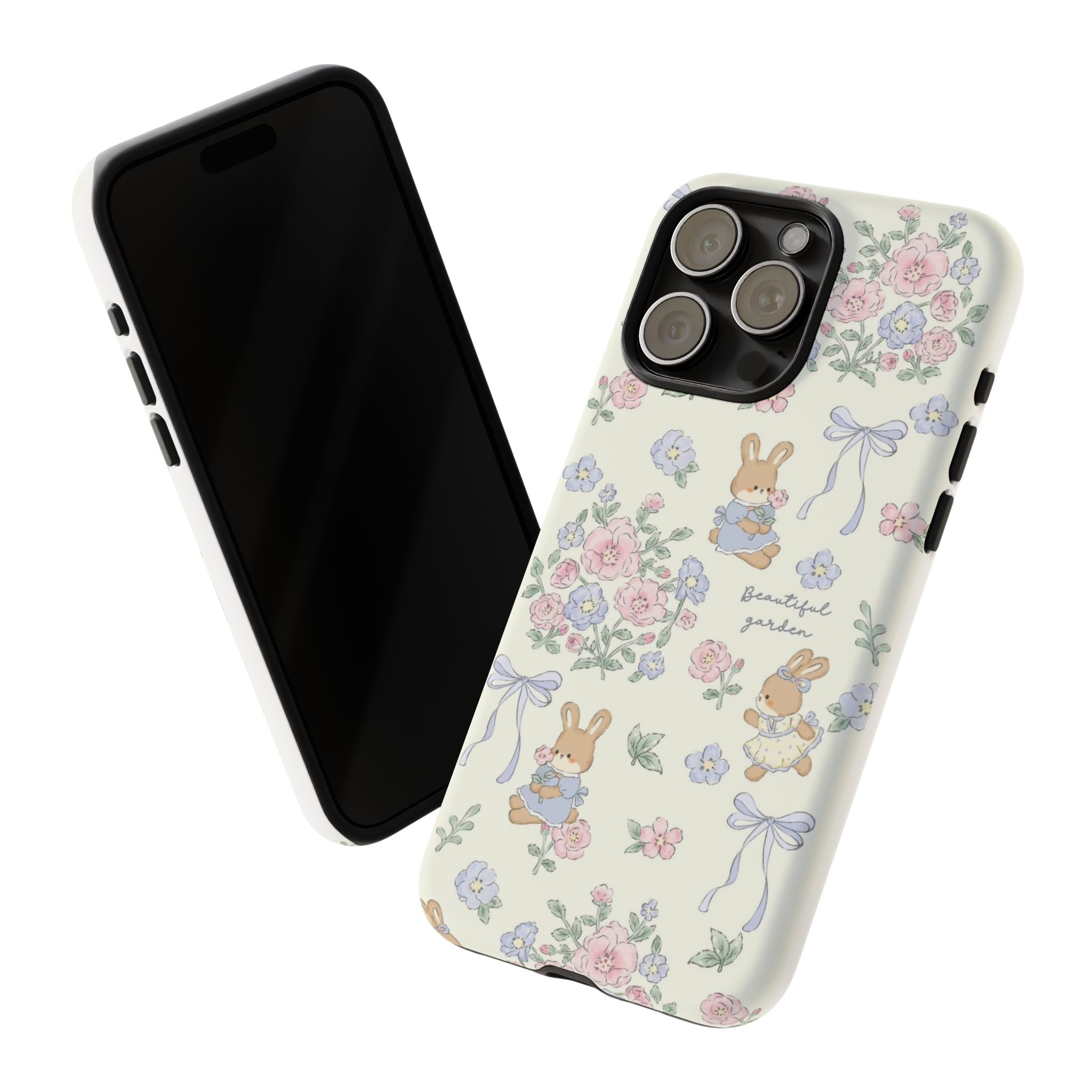 Floral Bunny Phone Case — "Beautiful Garden" Protective iPhone Cover