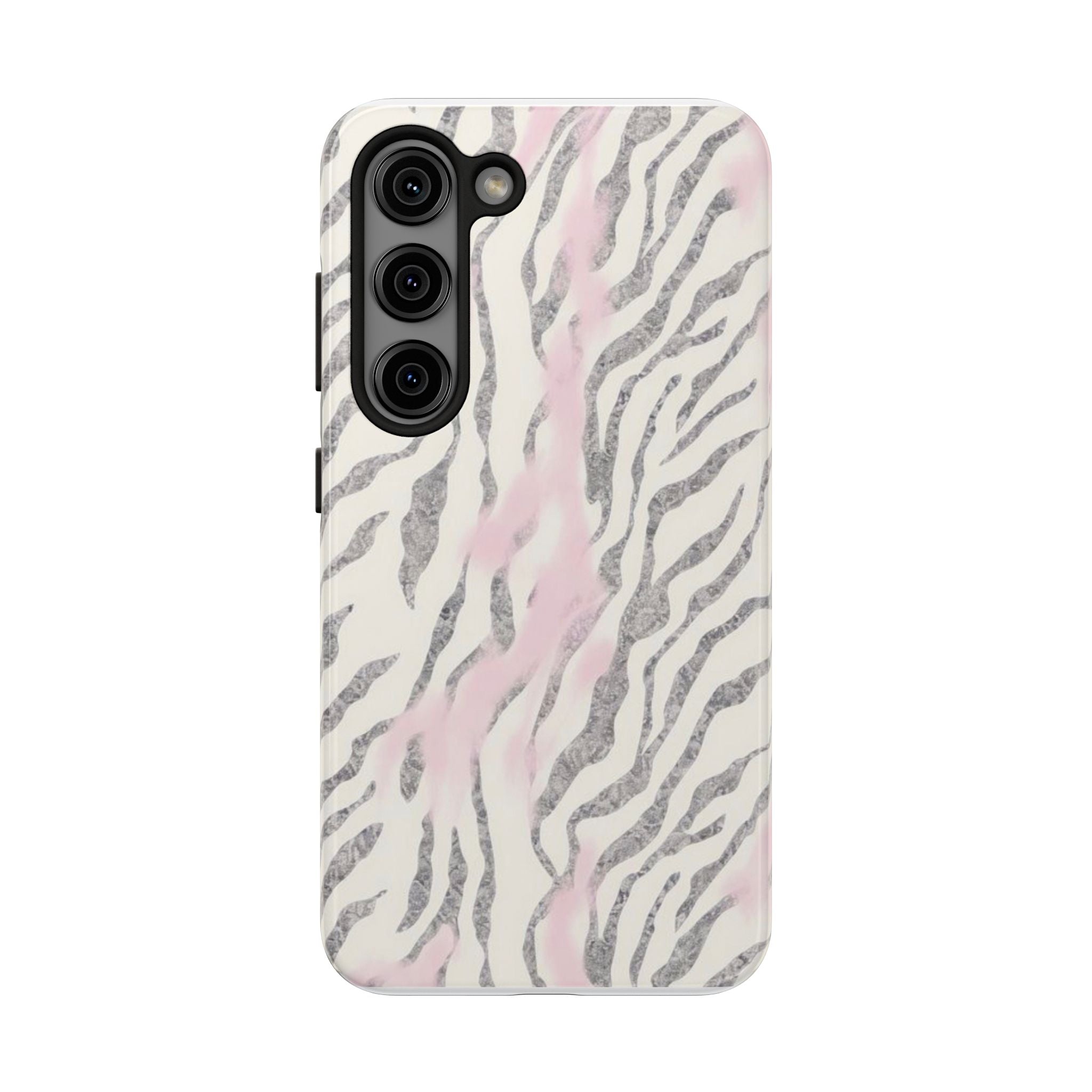 Zebra Blush Tough Phone Case — Pink Marble Animal Print Protective Cover