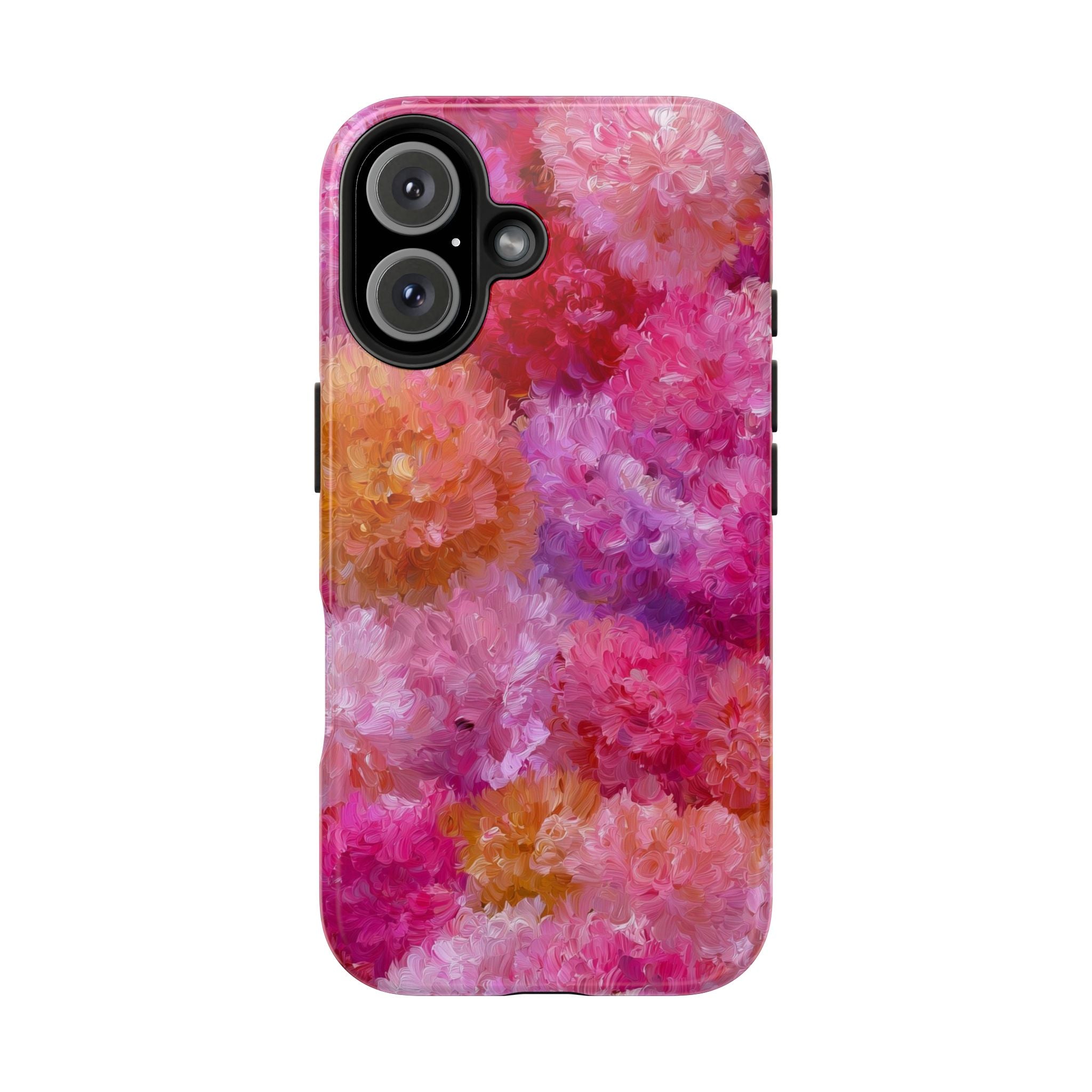 Floral Burst Tough Phone Case — Pink Watercolor Peony Protective Cover