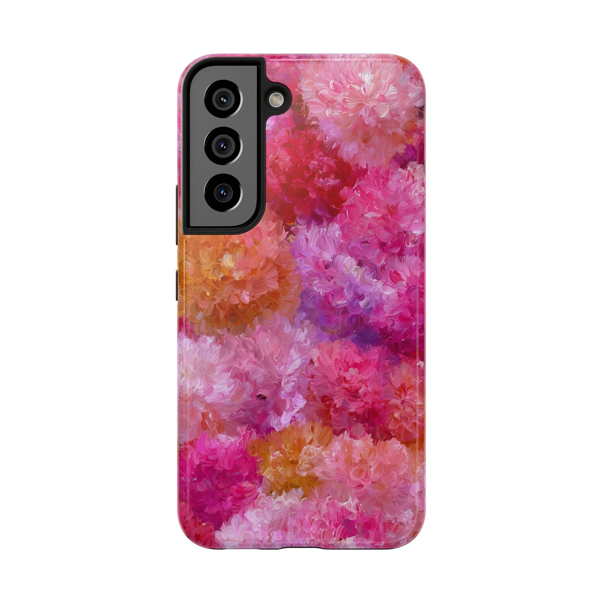Floral Burst Tough Phone Case — Pink Watercolor Peony Protective Cover