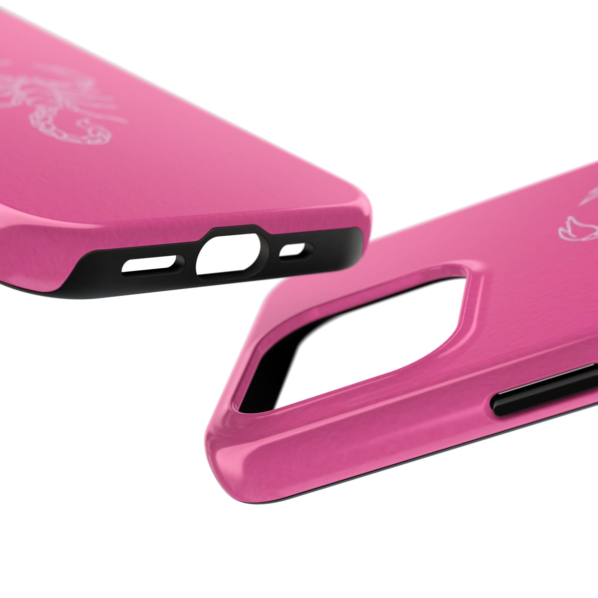 Pink Scorpion Tough Phone Case — Protective iPhone Case with White Scorpion Design