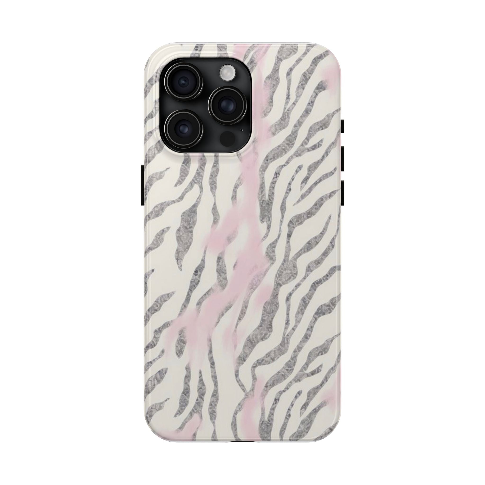 Zebra Blush Tough Phone Case — Pink Marble Animal Print Protective Cover