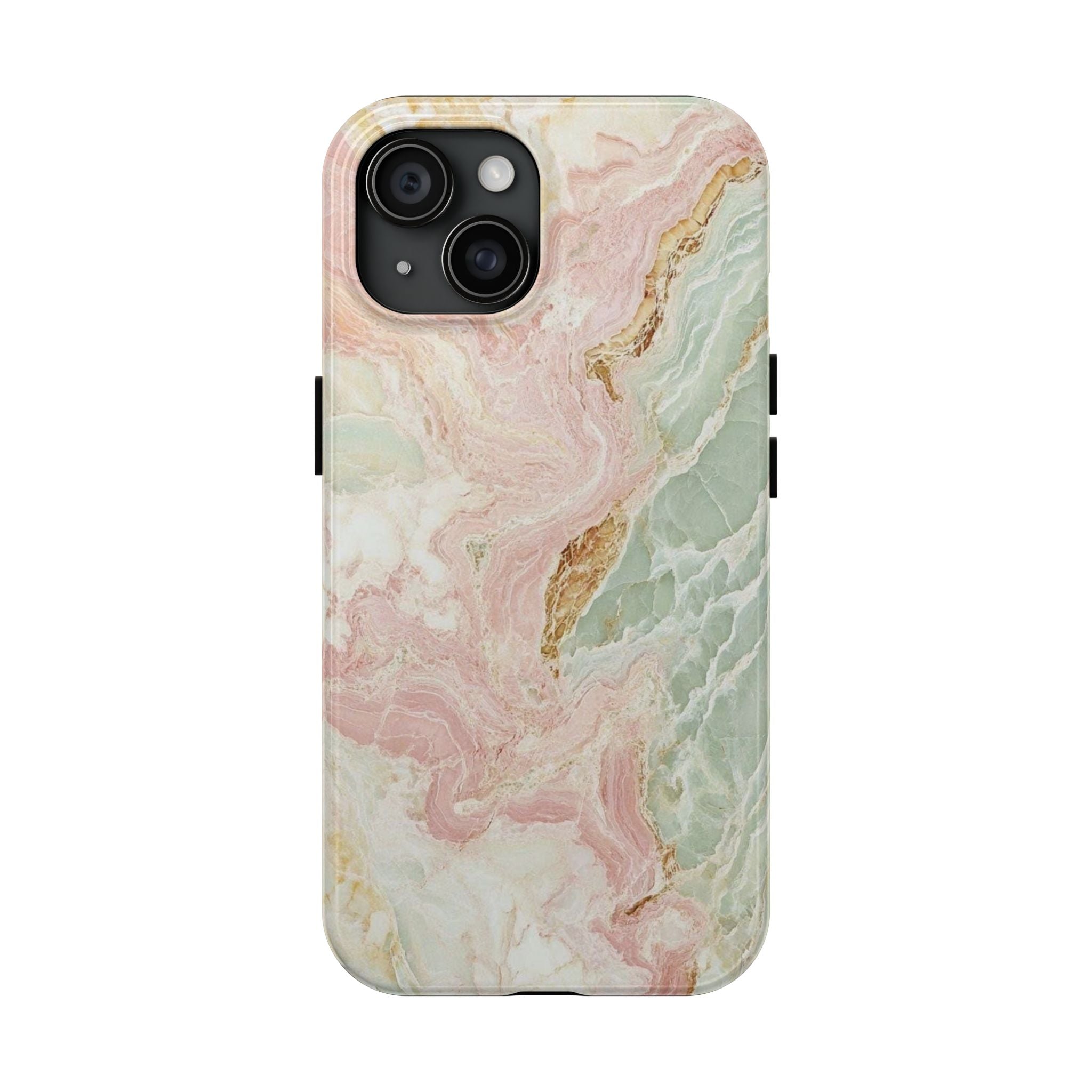 Pastel Marble Tough Phone Case – Protective iPhone Cover with Pink & Mint Swirl