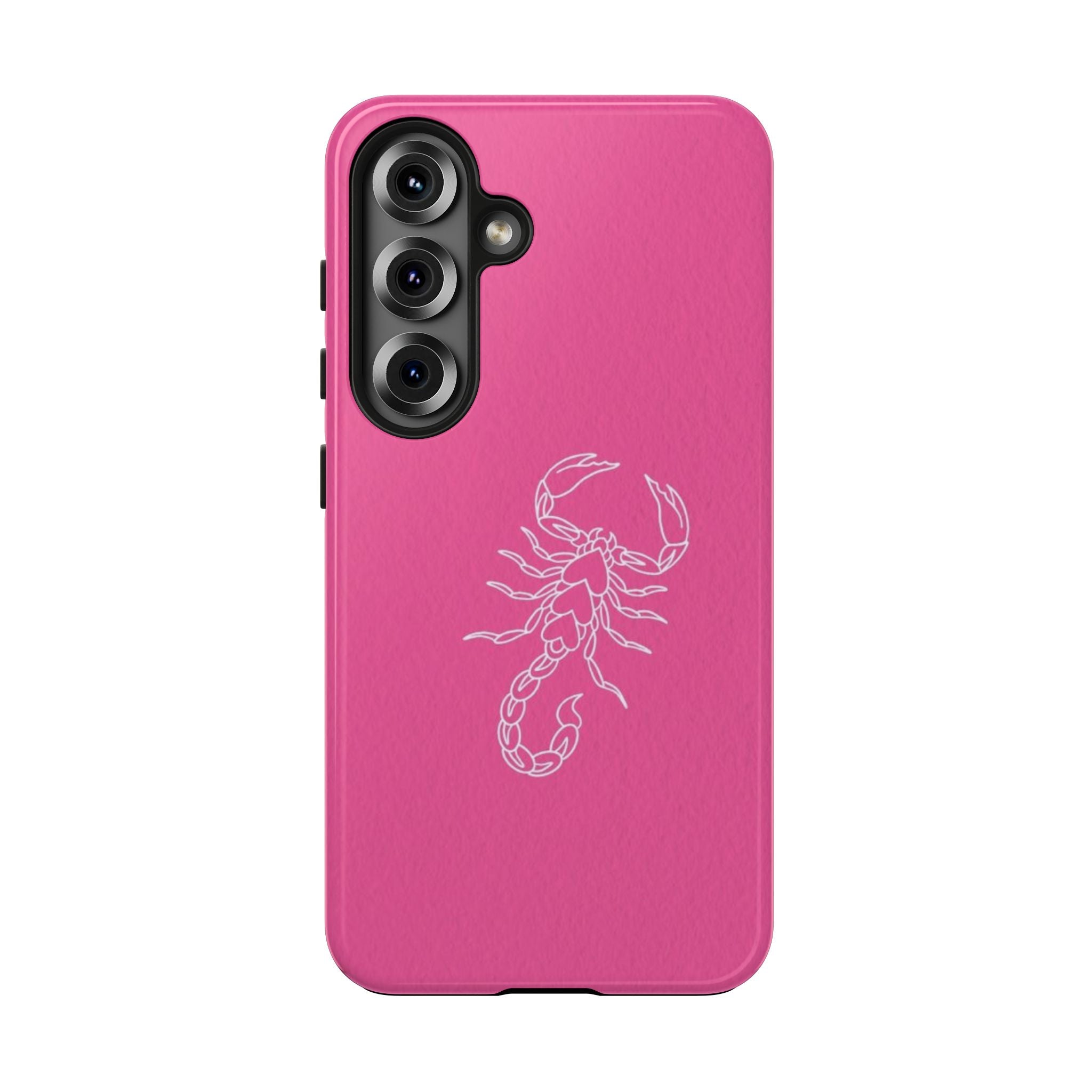 Pink Scorpion Tough Phone Case — Protective iPhone Case with White Scorpion Design