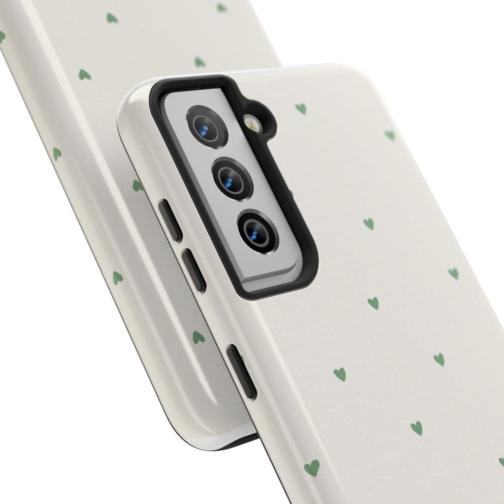 Minimal Green Heart Tough Phone Case — Protective Cute Patterned iPhone Case