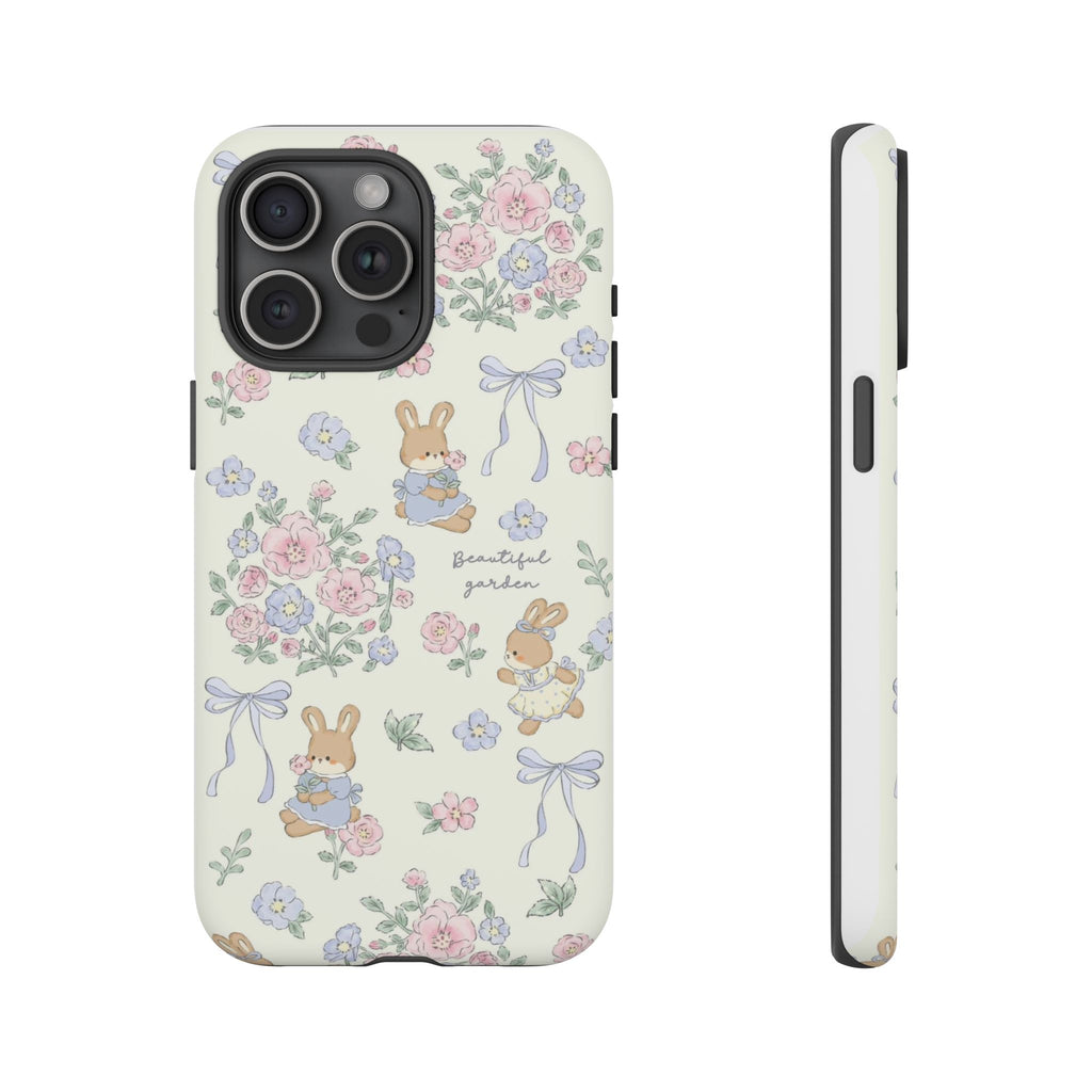 Floral Bunny Phone Case — "Beautiful Garden" Protective iPhone Cover