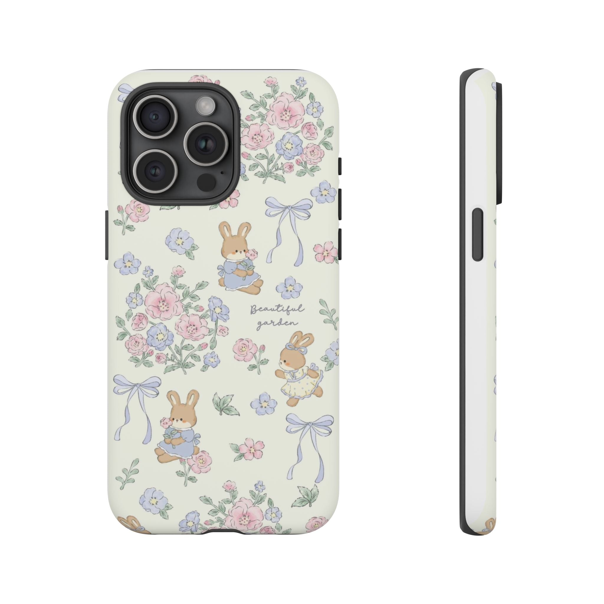 Floral Bunny Phone Case — "Beautiful Garden" Protective iPhone Cover