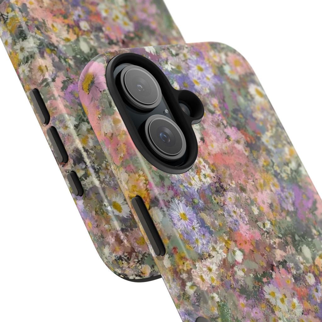 Floral Impression Tough Phone Case — Pastel Meadow Protective Cover