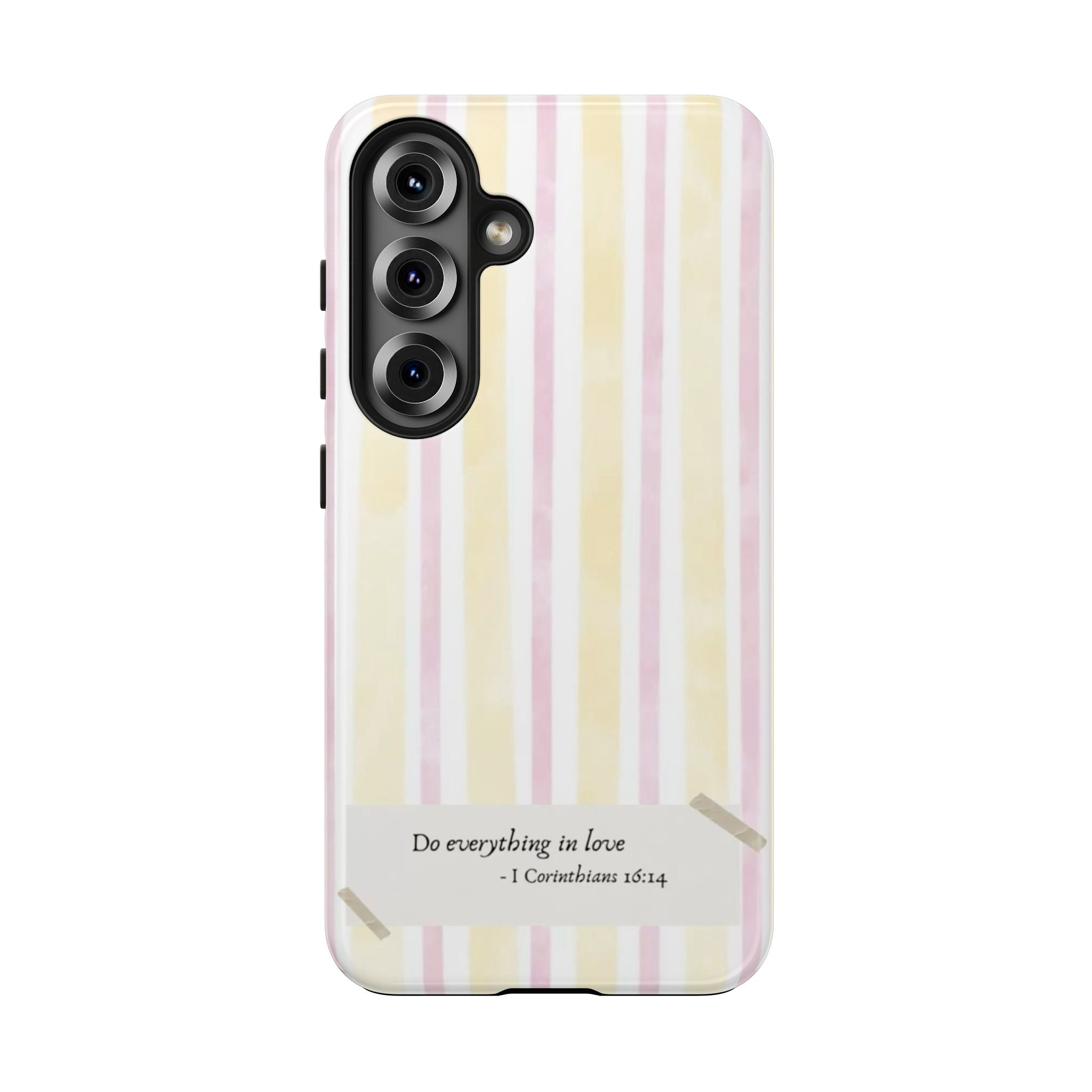 Tough Phone Case — Pastel Stripes "Do everything in love" (1 Corinthians 16:14)