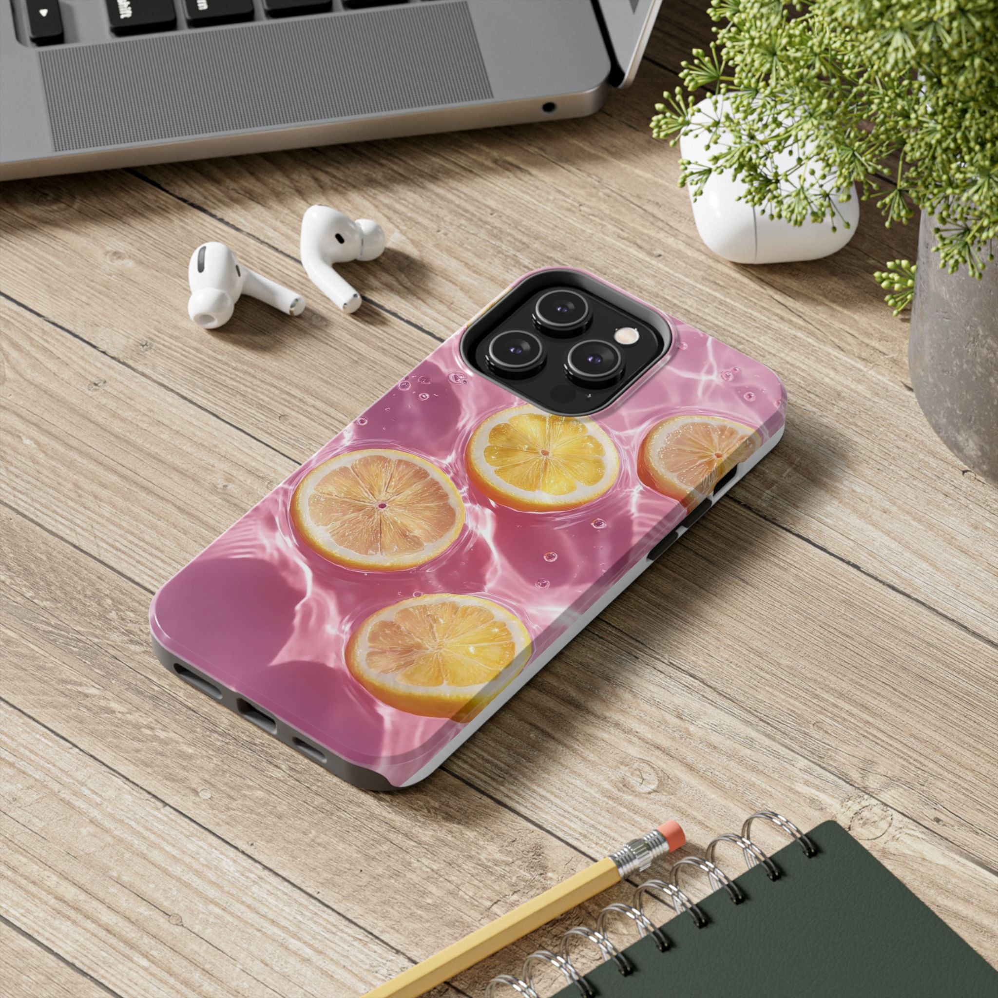Tough Phone Case — Pink Citrus Lemon Swim Design