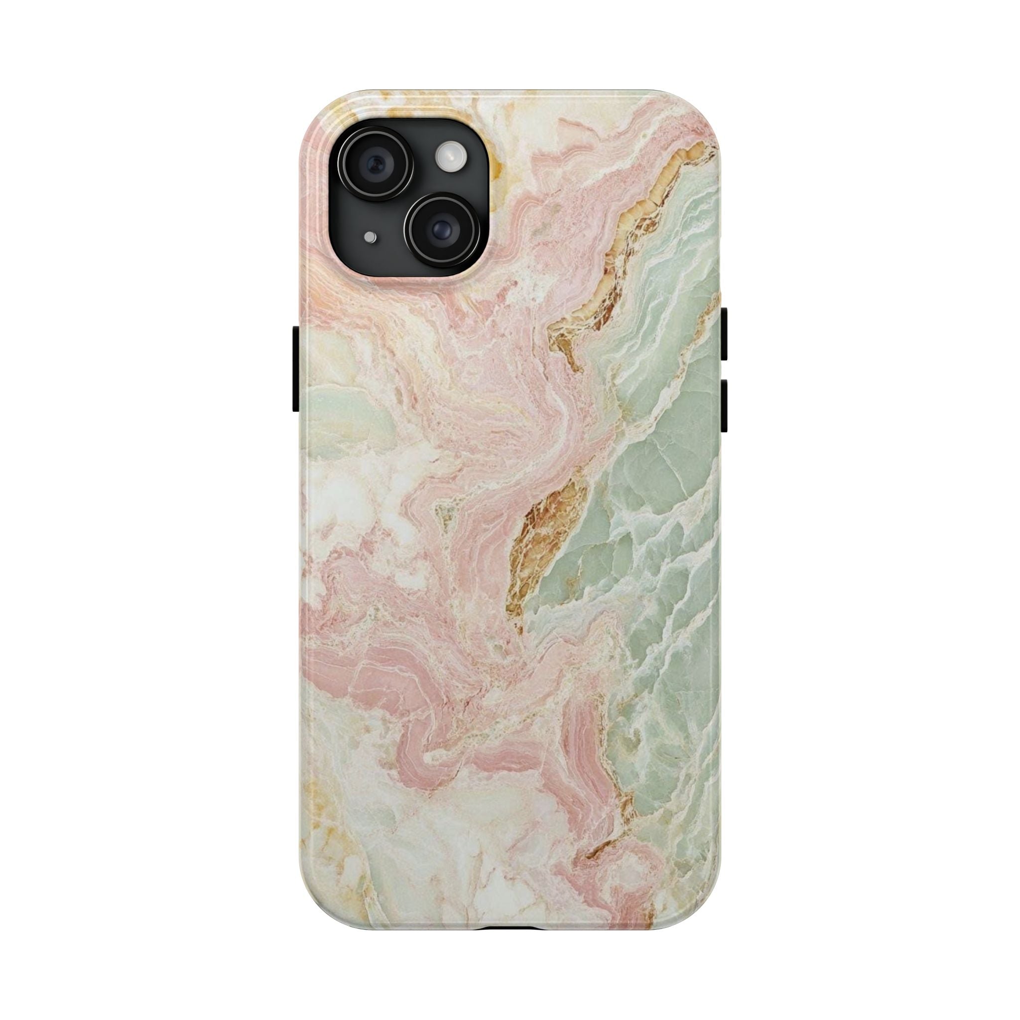 Pastel Marble Tough Phone Case – Protective iPhone Cover with Pink & Mint Swirl