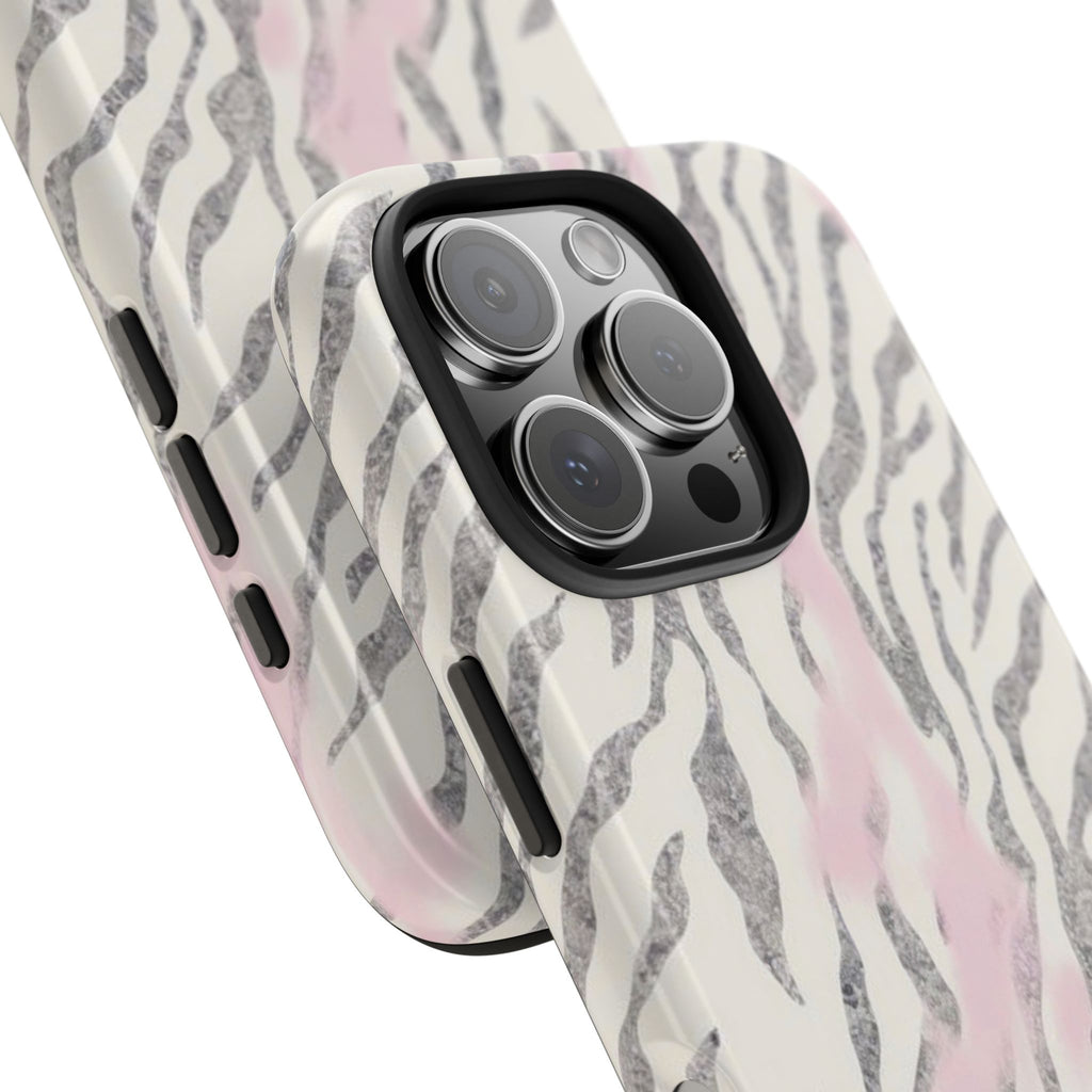Zebra Blush Tough Phone Case — Pink Marble Animal Print Protective Cover