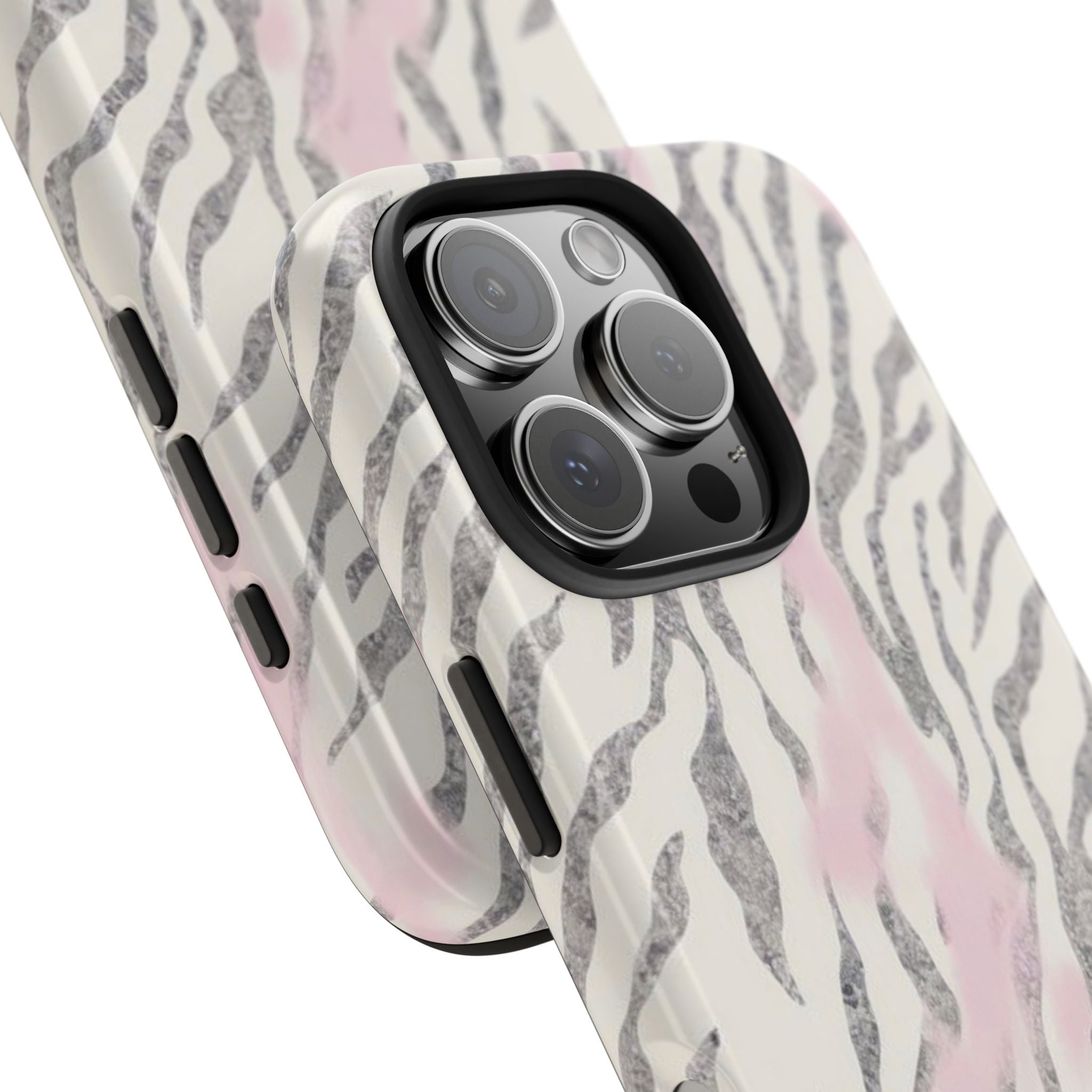 Zebra Blush Tough Phone Case — Pink Marble Animal Print Protective Cover
