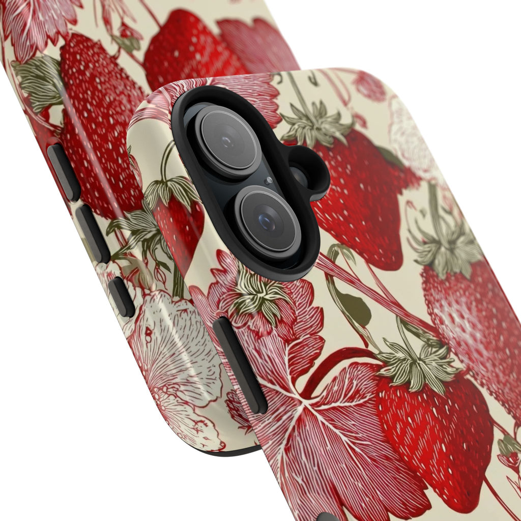 Strawberry Vintage Tough Phone Case — Protective Floral iPhone Cover
