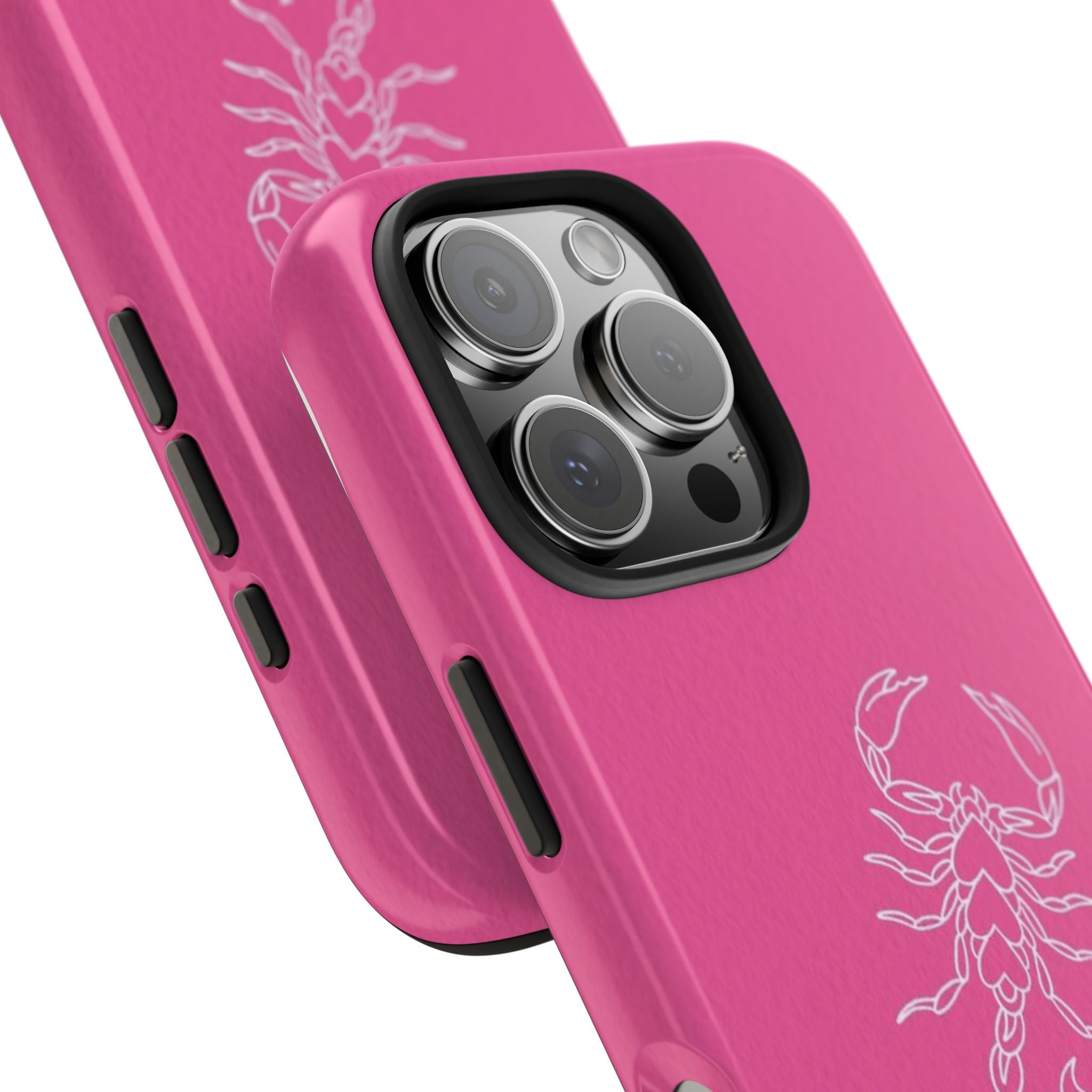 Pink Scorpion Tough Phone Case — Protective iPhone Case with White Scorpion Design
