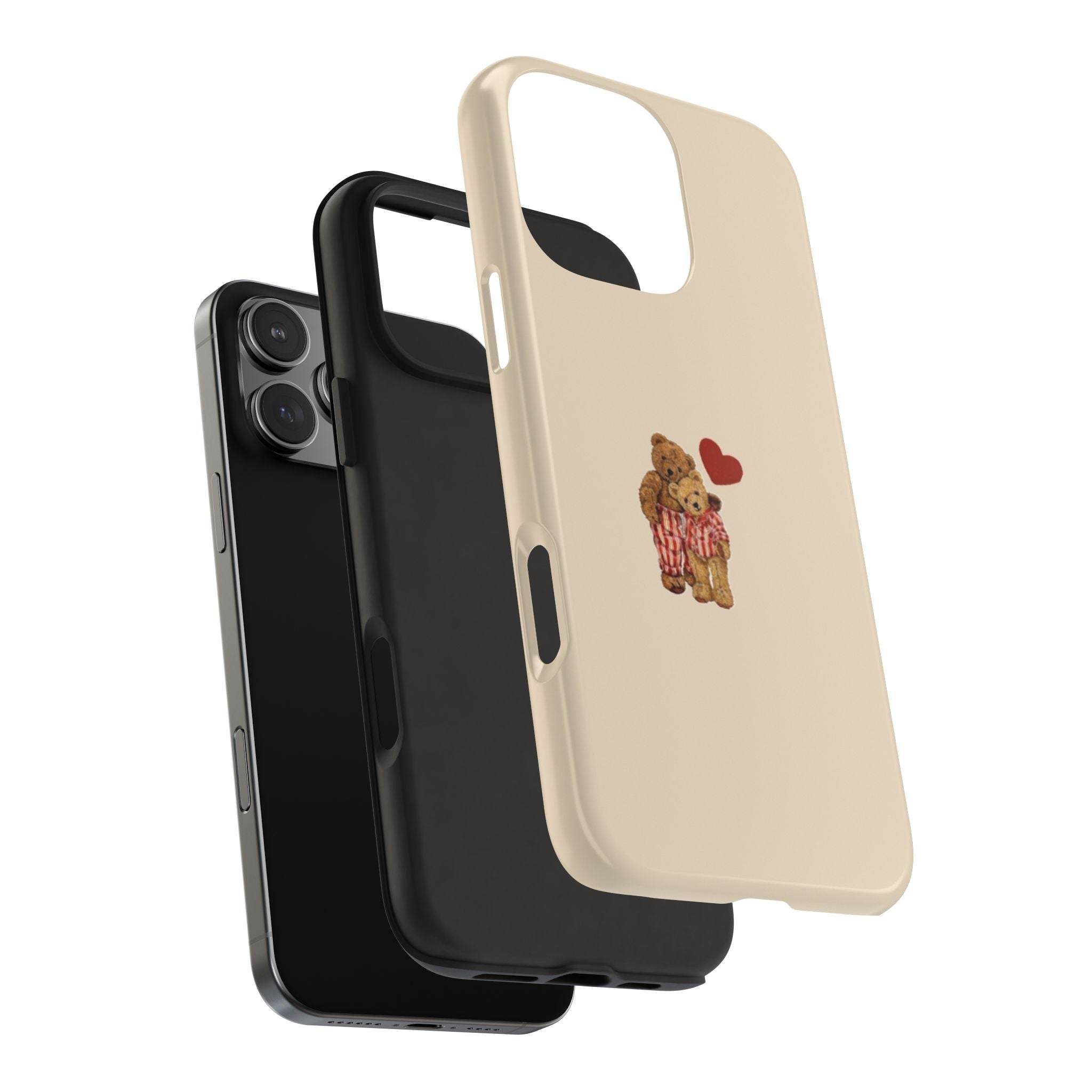 Tough Phone Case — Cute Teddy Bear with Heart Protective Cover