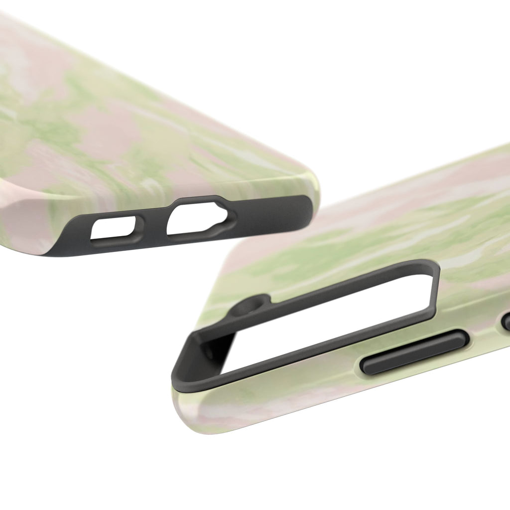 Pastel Marble Tough Phone Case — Pink & Sage Protective Phone Cover
