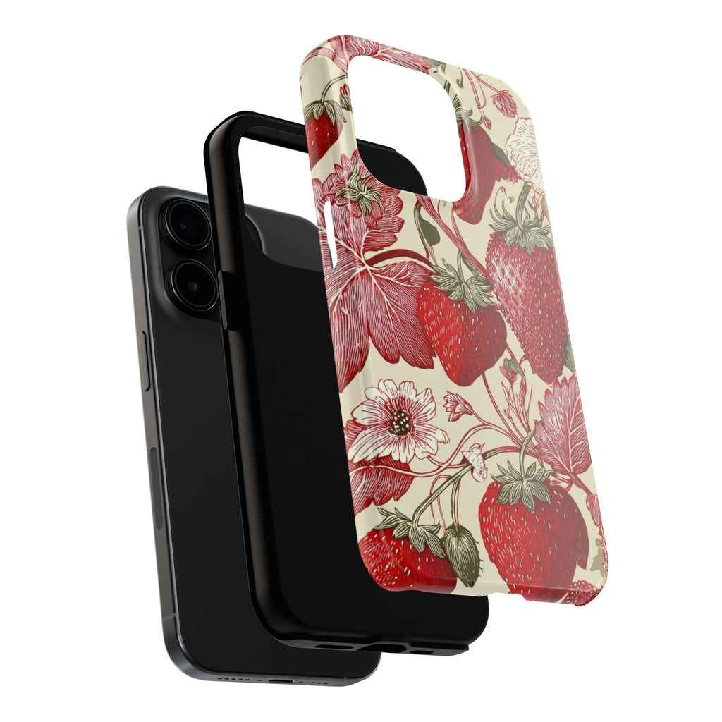 Strawberry Vintage Tough Phone Case — Protective Floral iPhone Cover