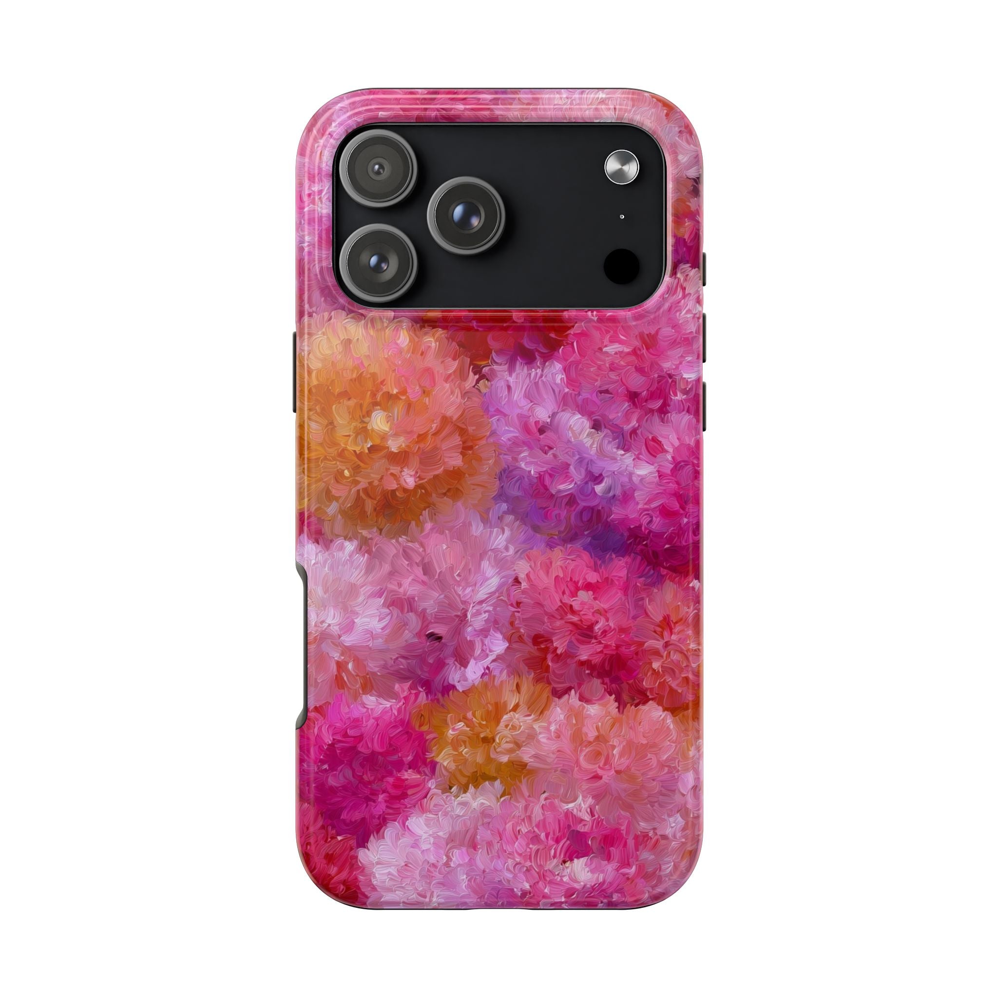 Floral Burst Tough Phone Case — Pink Watercolor Peony Protective Cover