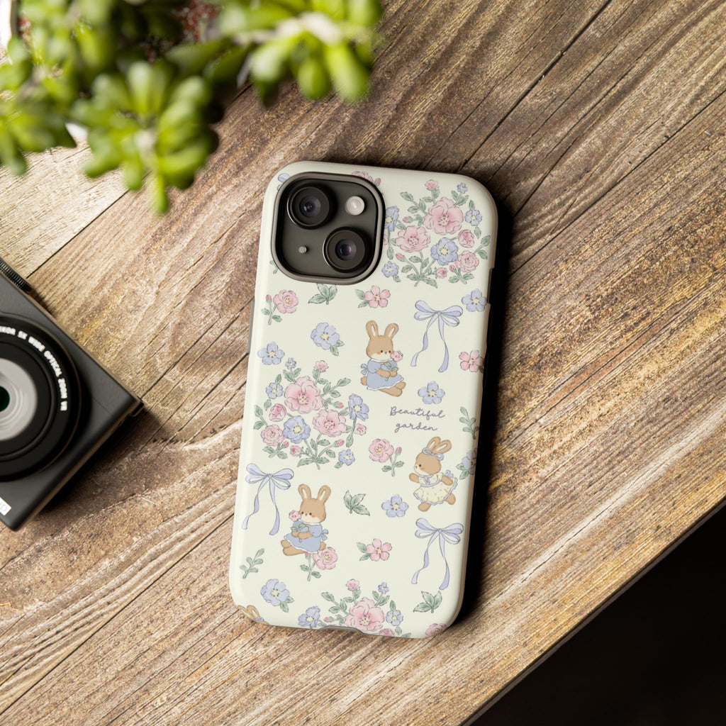 Floral Bunny Phone Case — "Beautiful Garden" Protective iPhone Cover