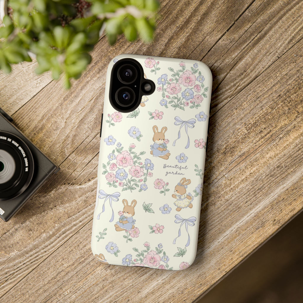 Floral Bunny Phone Case — "Beautiful Garden" Protective iPhone Cover