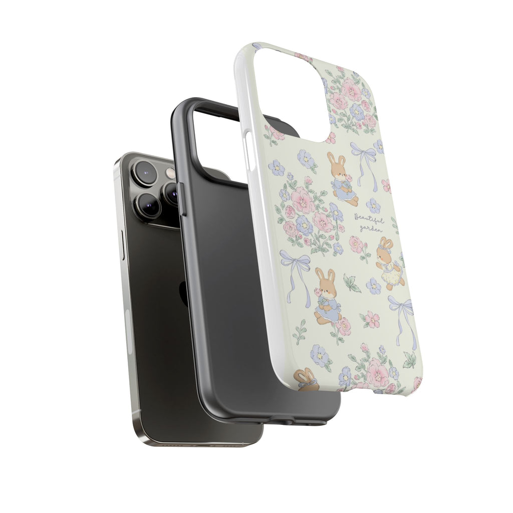 Floral Bunny Phone Case — "Beautiful Garden" Protective iPhone Cover