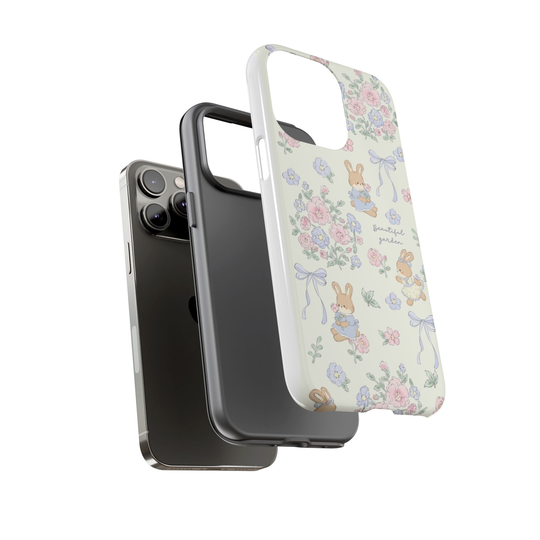 Floral Bunny Phone Case — "Beautiful Garden" Protective iPhone Cover